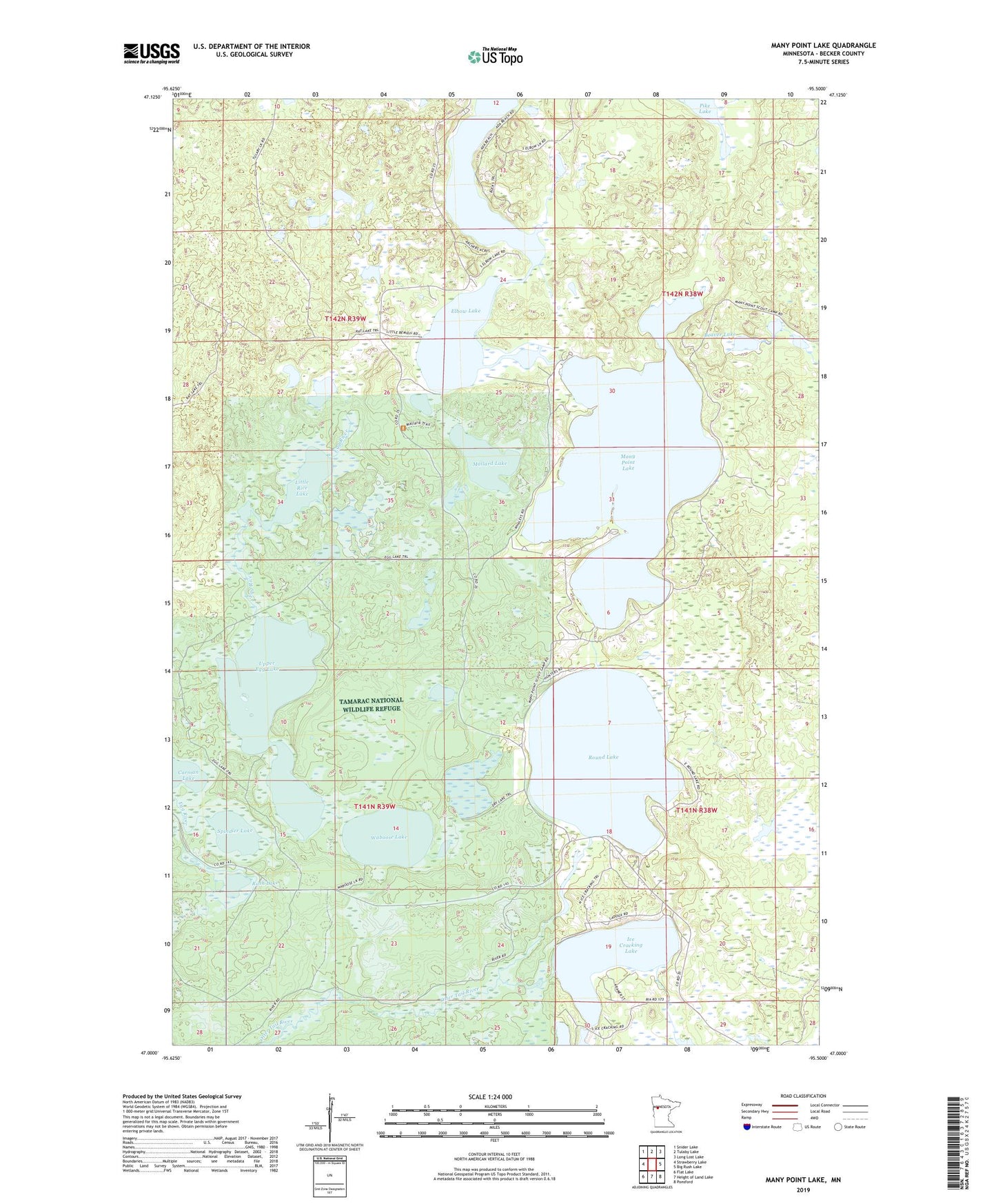 Many Point Lake Minnesota US Topo Map Image