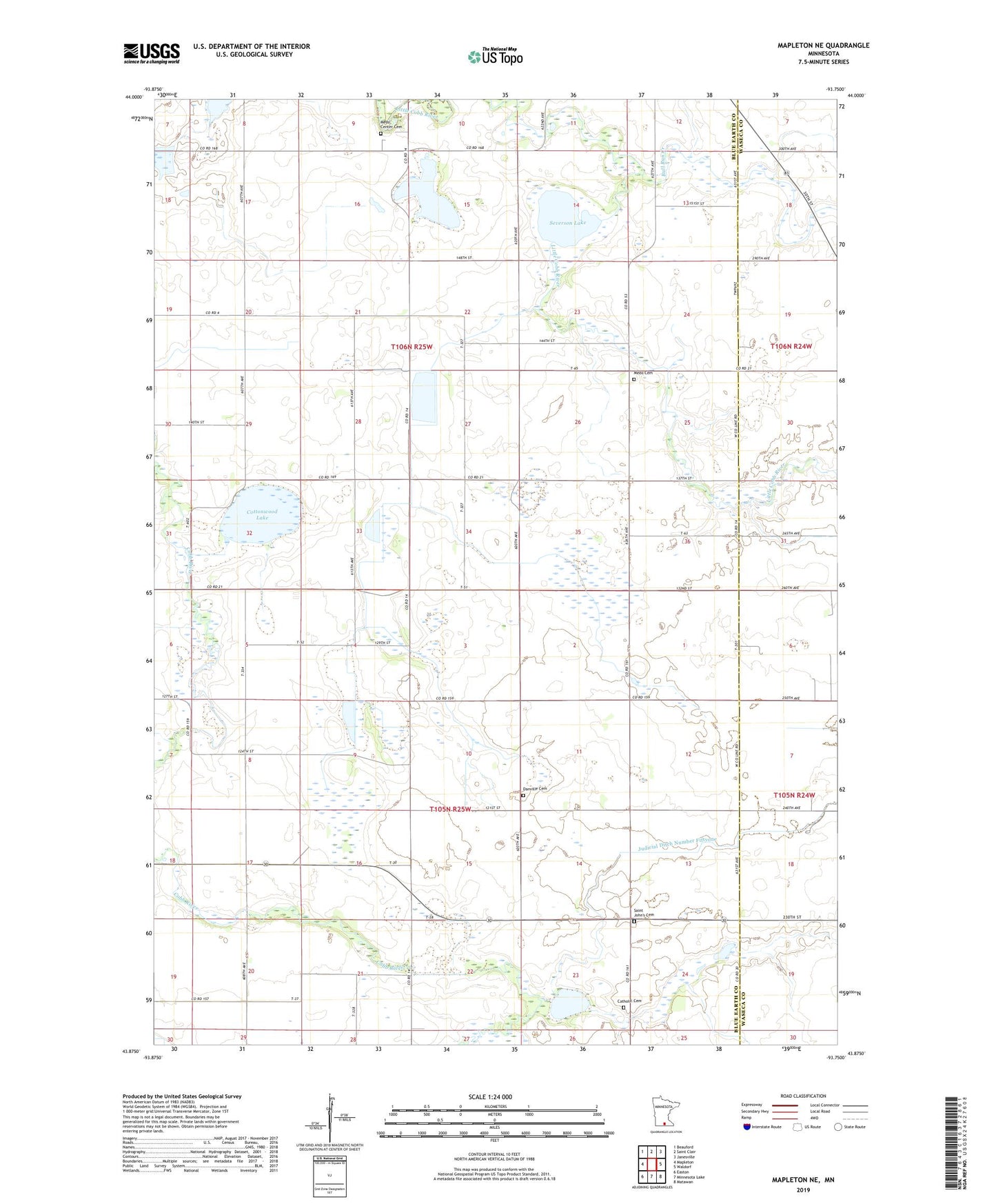 Mapleton NE Minnesota US Topo Map Image