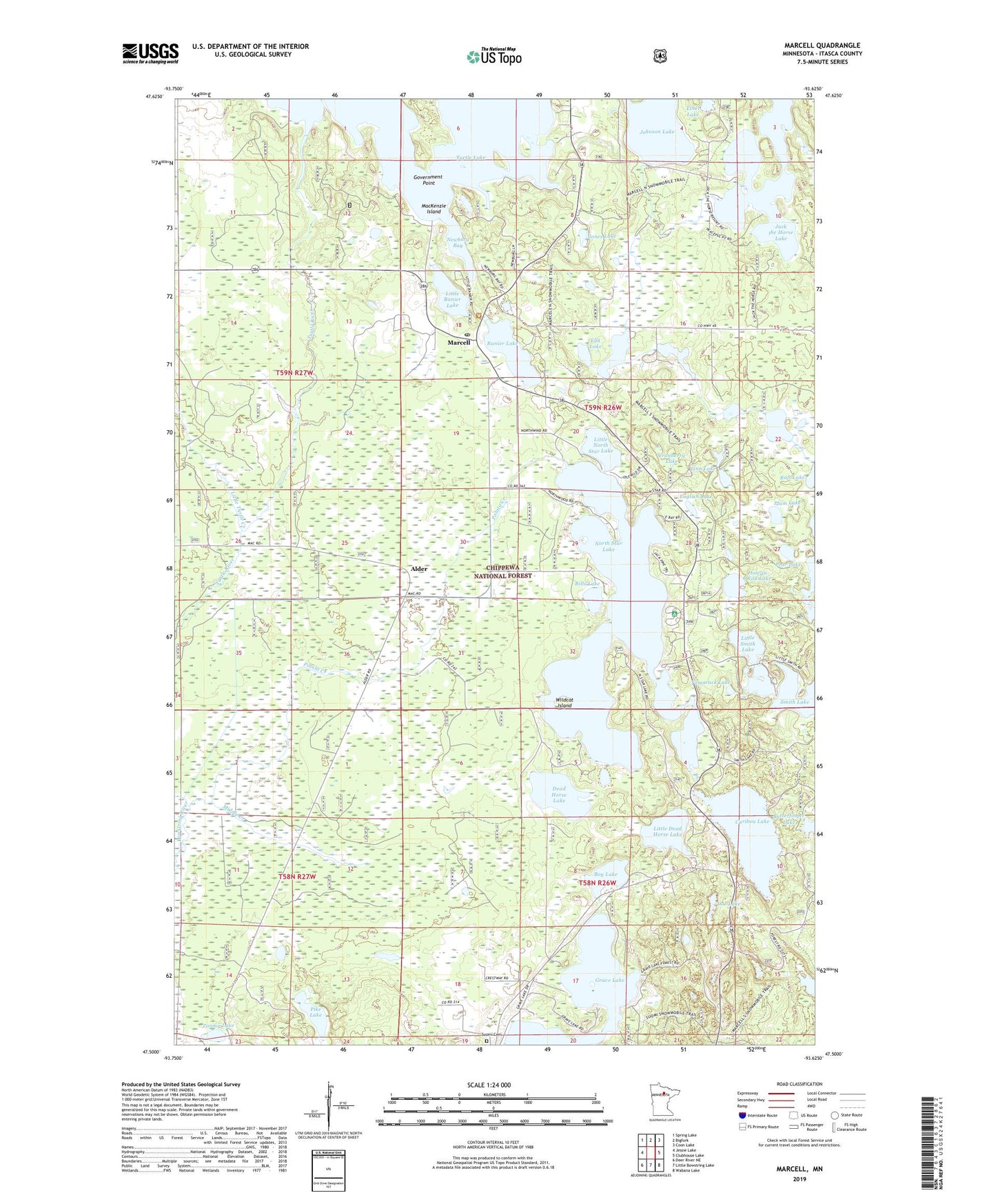 Marcell Minnesota US Topo Map Image