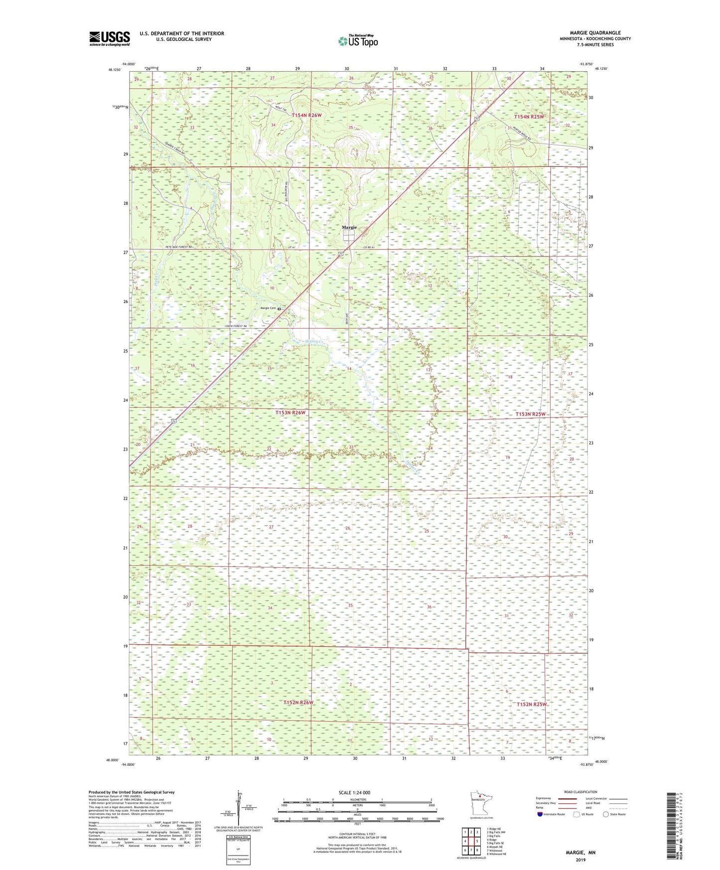 Margie Minnesota US Topo Map Image