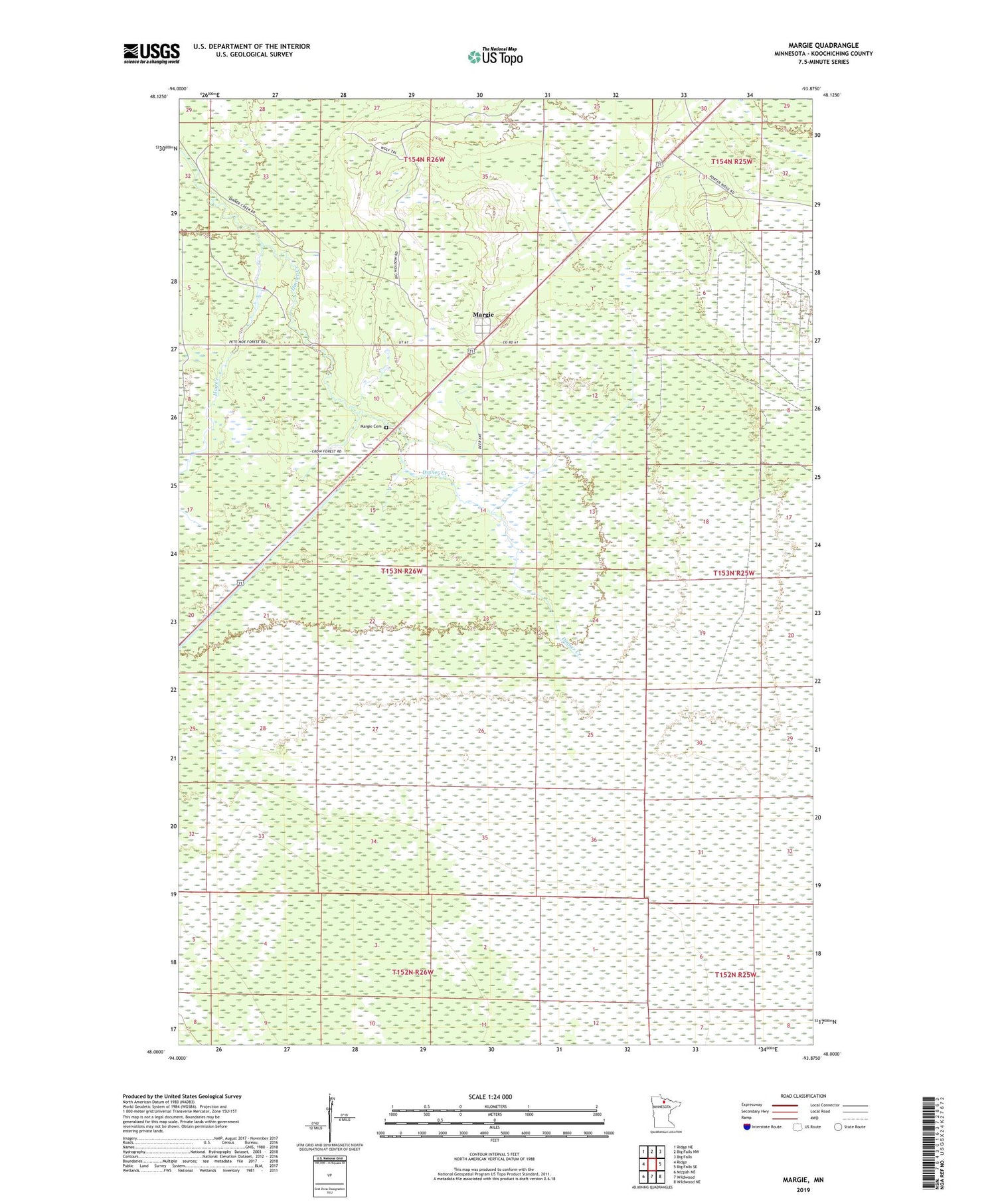 Margie Minnesota US Topo Map Image