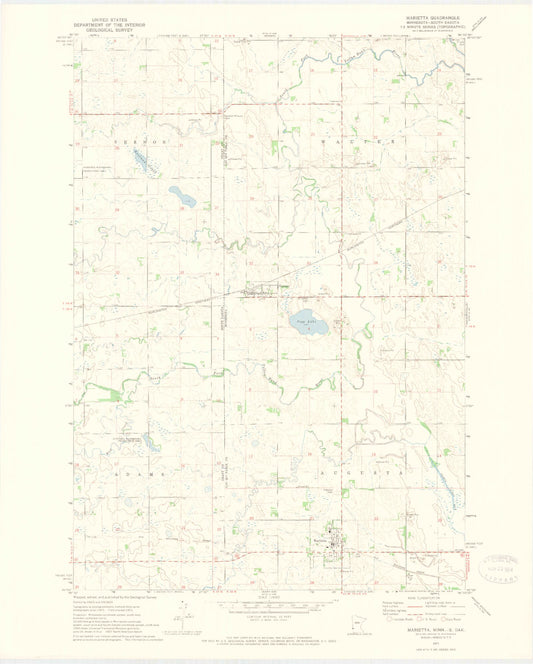 Classic USGS Marietta Minnesota 7.5'x7.5' Topo Map Image