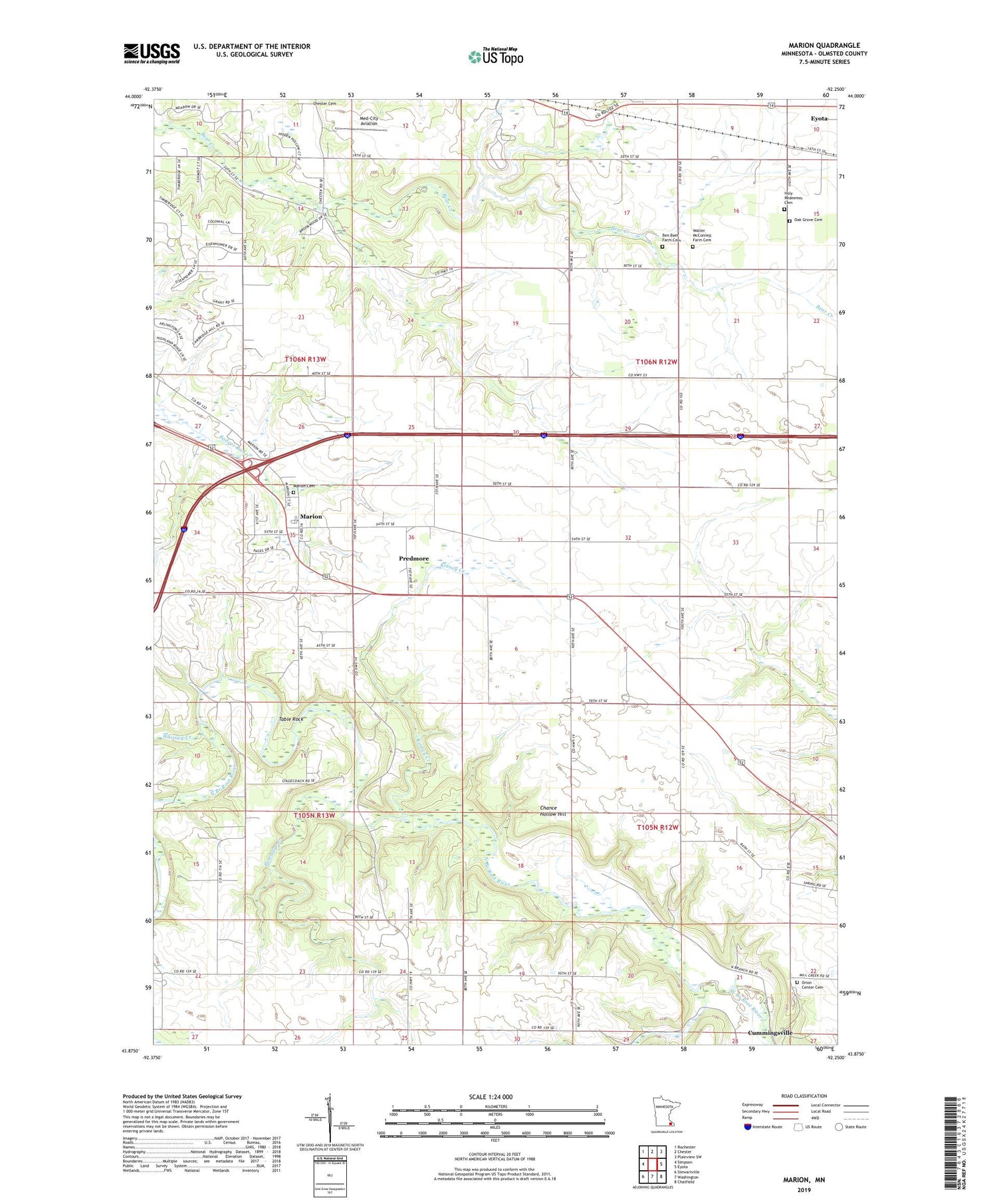 Marion Minnesota US Topo Map Image