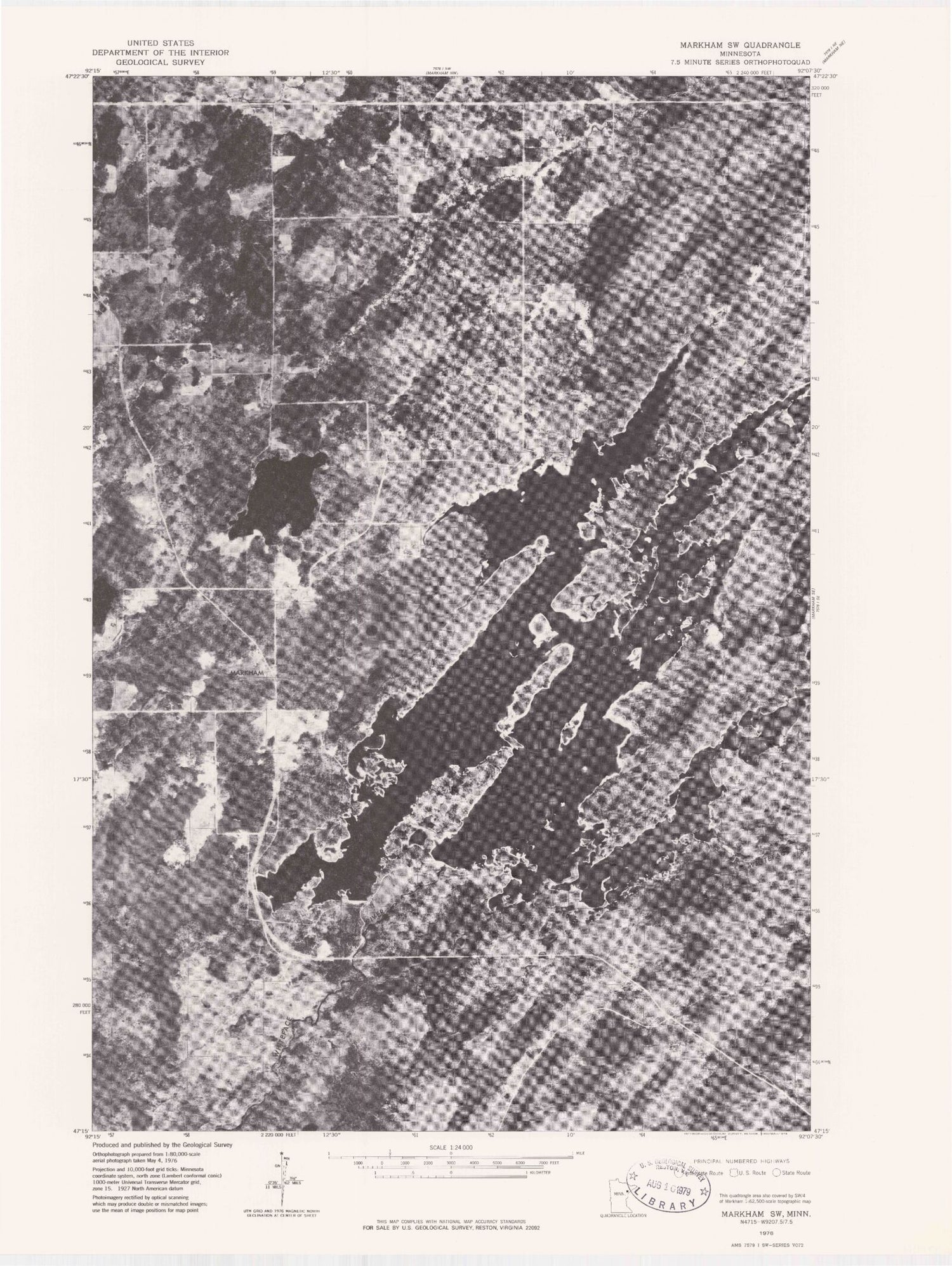 Classic USGS Whiteface Reservoir Minnesota 7.5'x7.5' Topo Map Image