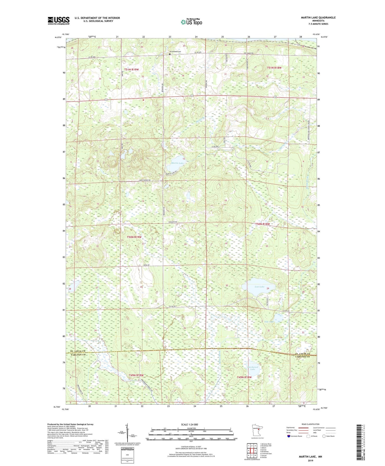 Martin Lake Minnesota US Topo Map Image