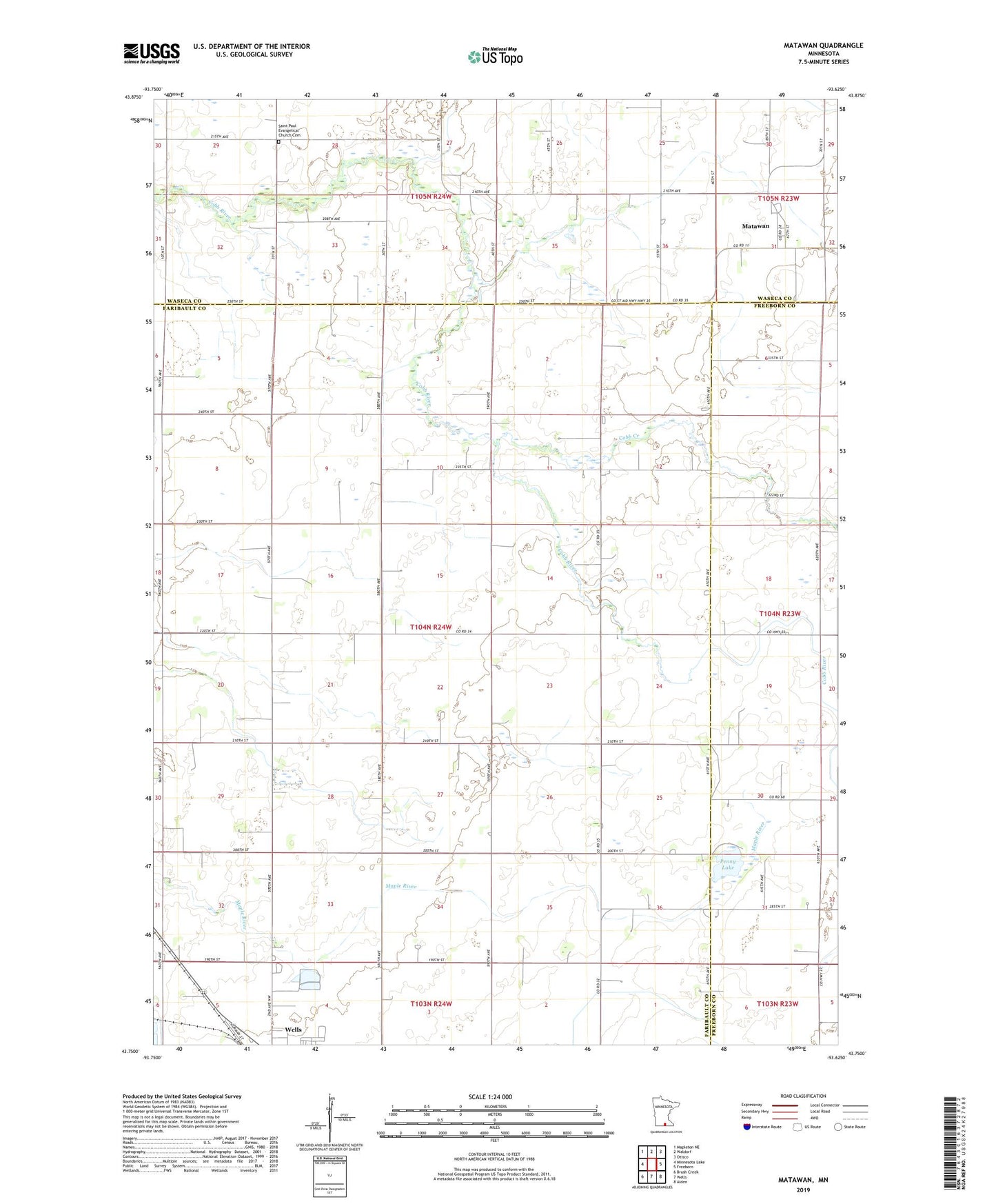Matawan Minnesota US Topo Map Image