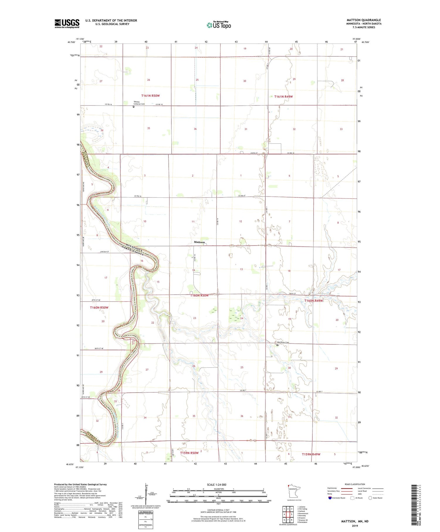 Mattson Minnesota US Topo Map Image