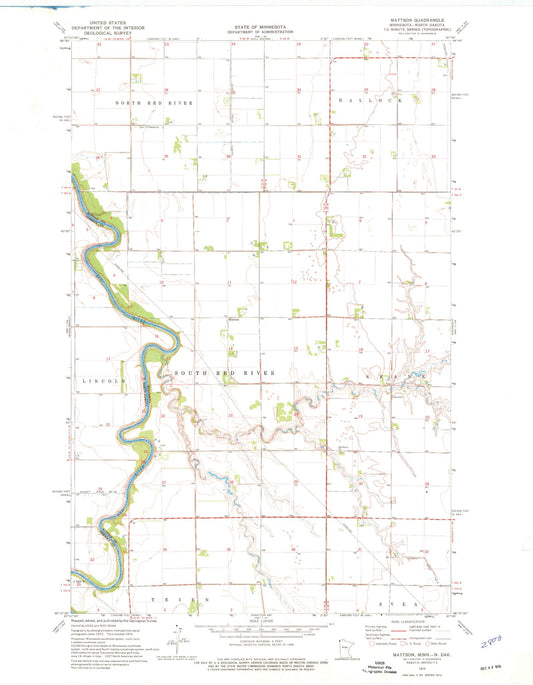Classic USGS Mattson Minnesota 7.5'x7.5' Topo Map Image