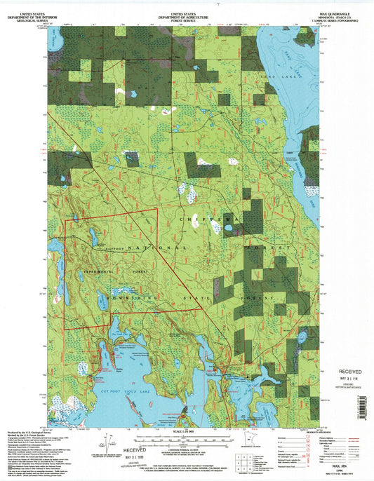 Classic USGS Max Minnesota 7.5'x7.5' Topo Map Image