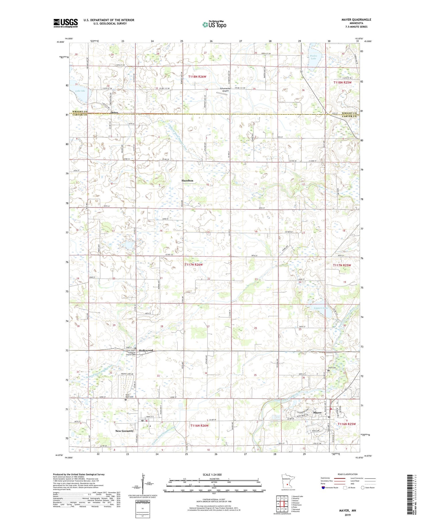 Mayer Minnesota US Topo Map Image