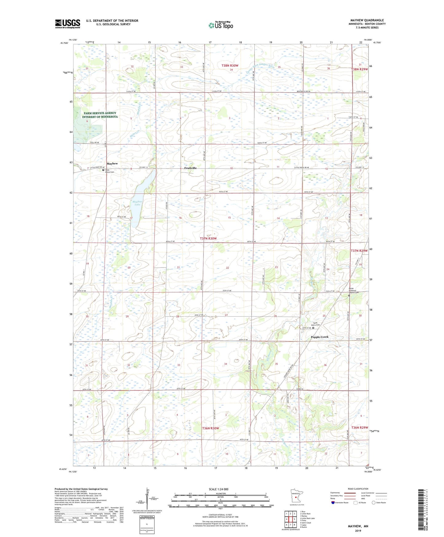 Mayhew Minnesota US Topo Map Image