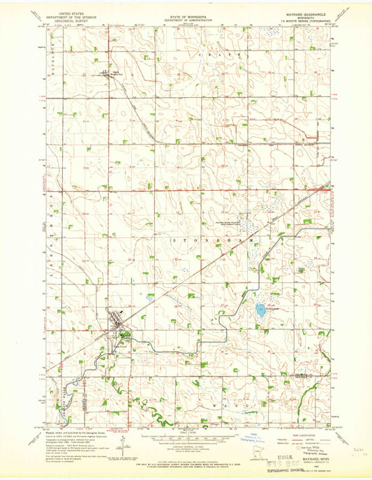 Classic USGS Maynard Minnesota 7.5'x7.5' Topo Map Image