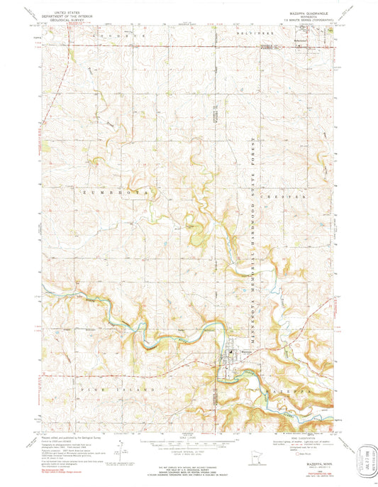 Classic USGS Mazeppa Minnesota 7.5'x7.5' Topo Map Image