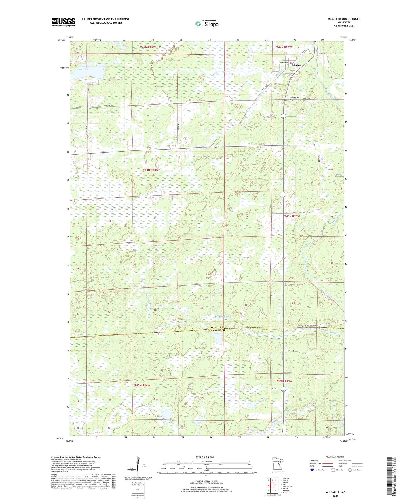 McGrath Minnesota US Topo Map Image