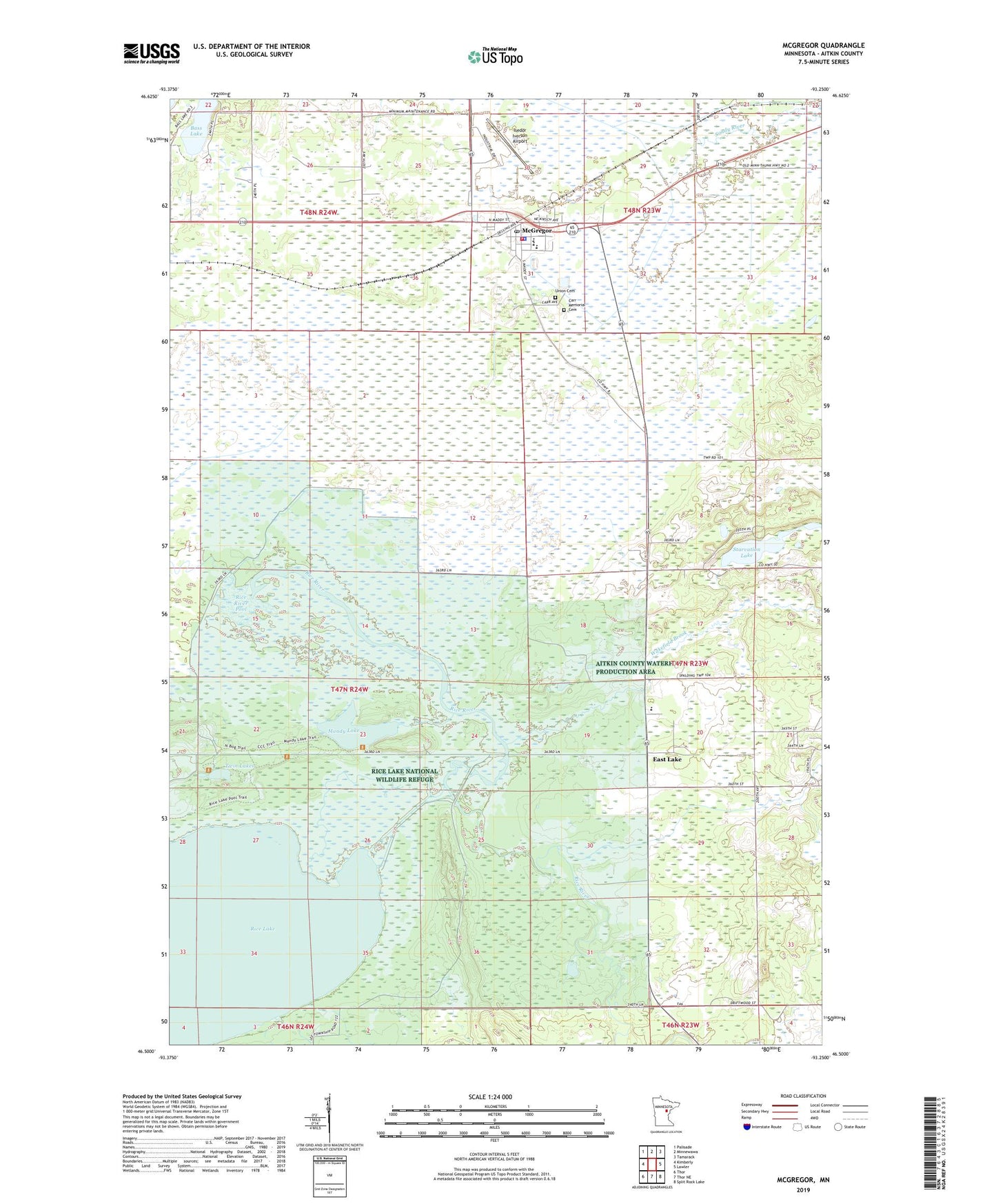 McGregor Minnesota US Topo Map Image