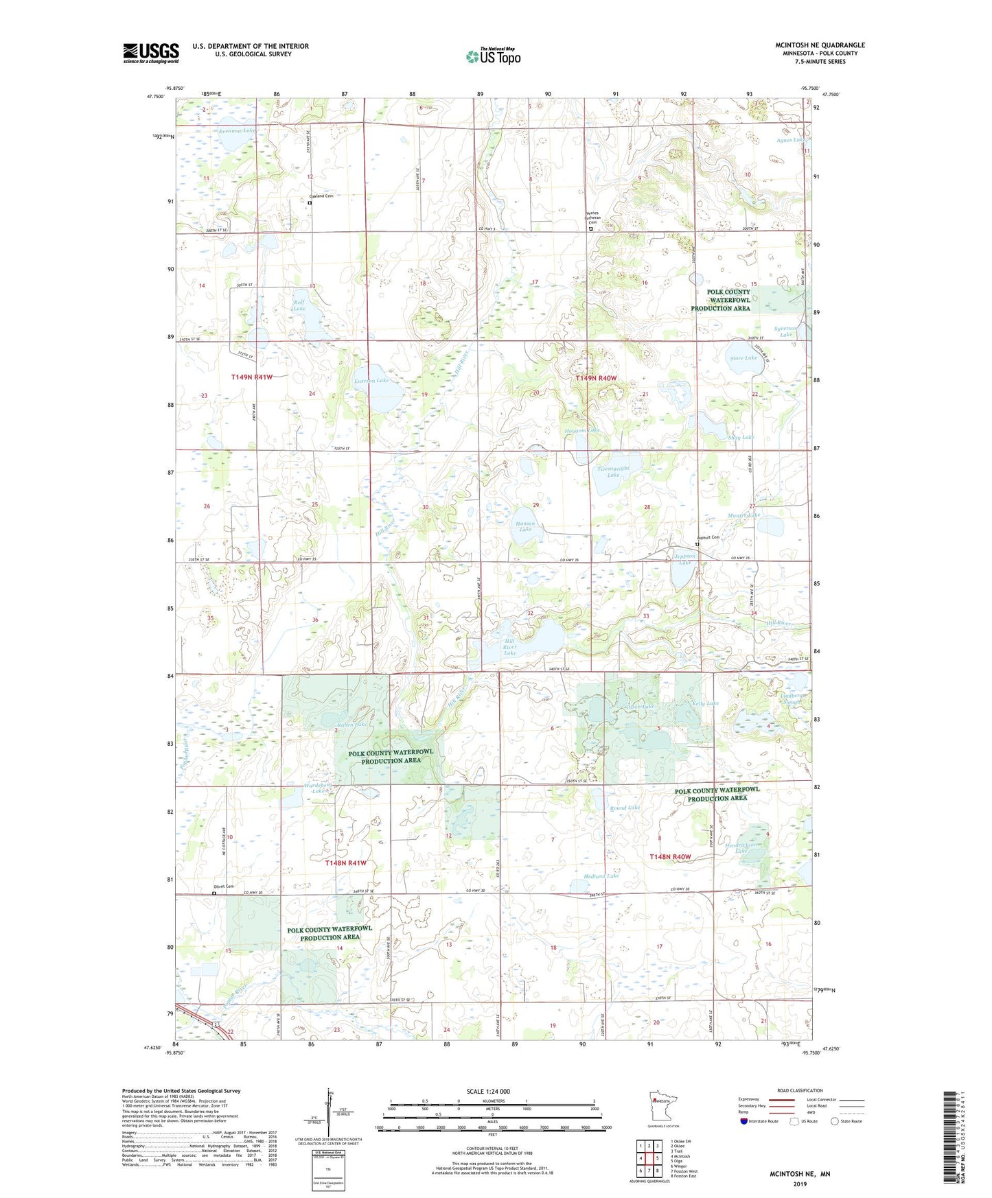 McIntosh NE Minnesota US Topo Map Image