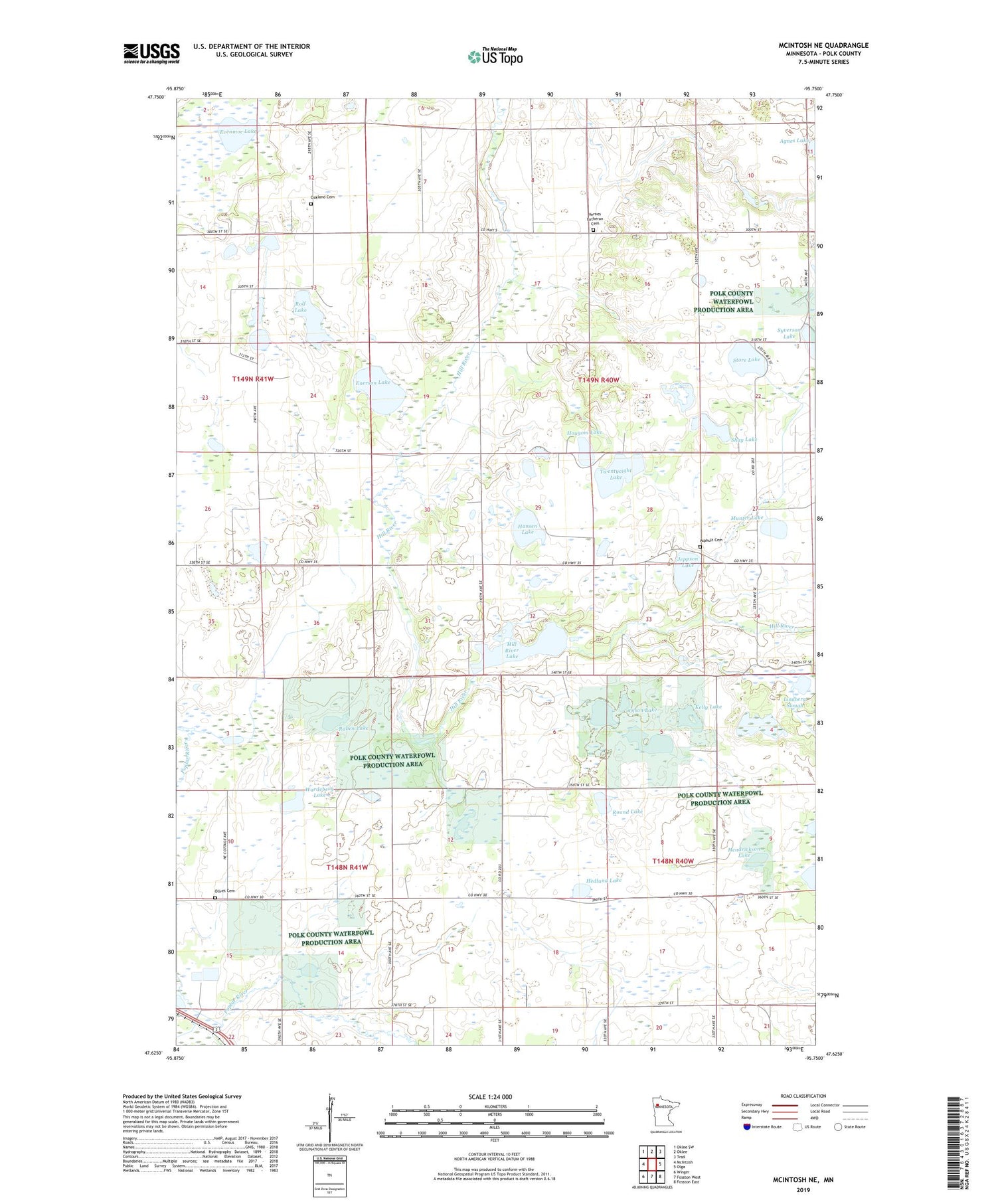 McIntosh NE Minnesota US Topo Map Image