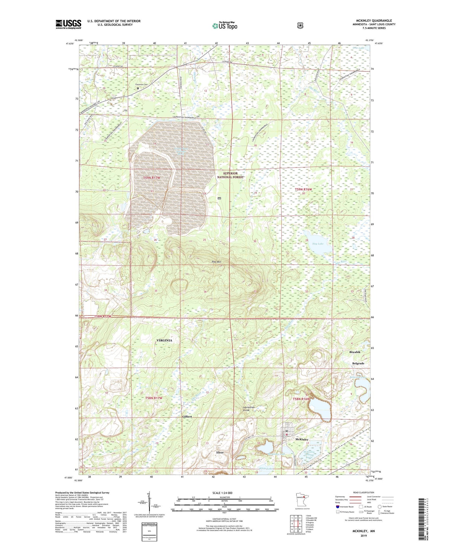 McKinley Minnesota US Topo Map Image