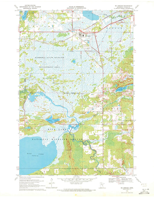 Classic USGS McGregor Minnesota 7.5'x7.5' Topo Map Image