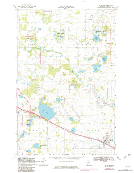Classic USGS McIntosh Minnesota 7.5'x7.5' Topo Map Image