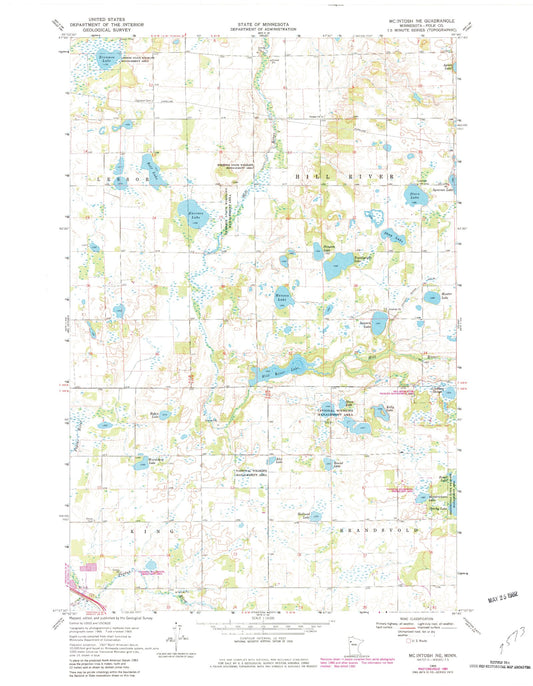 Classic USGS McIntosh NE Minnesota 7.5'x7.5' Topo Map Image