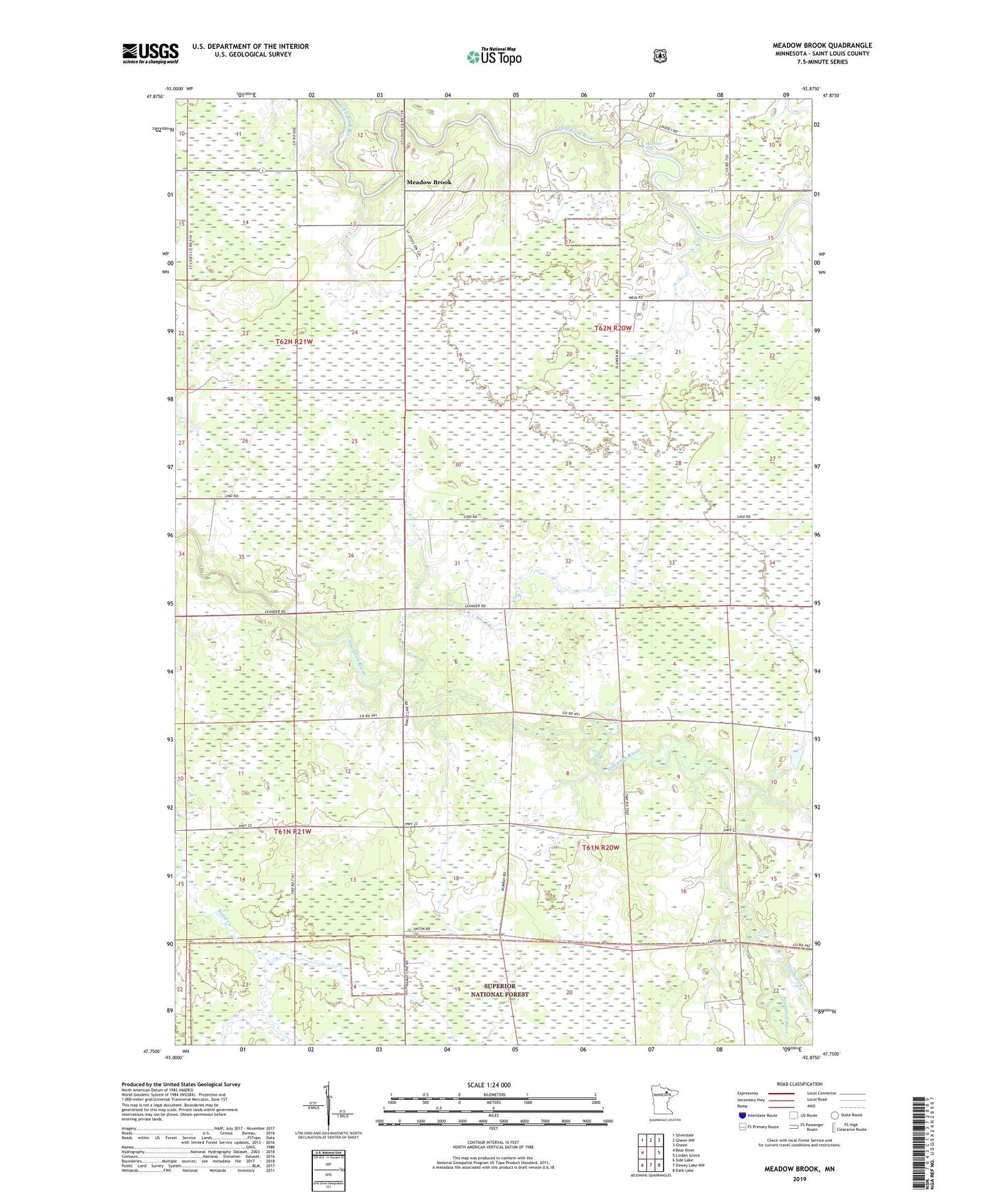 Meadow Brook Minnesota US Topo Map Image