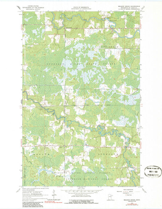 Classic USGS Meadow Brook Minnesota 7.5'x7.5' Topo Map Image