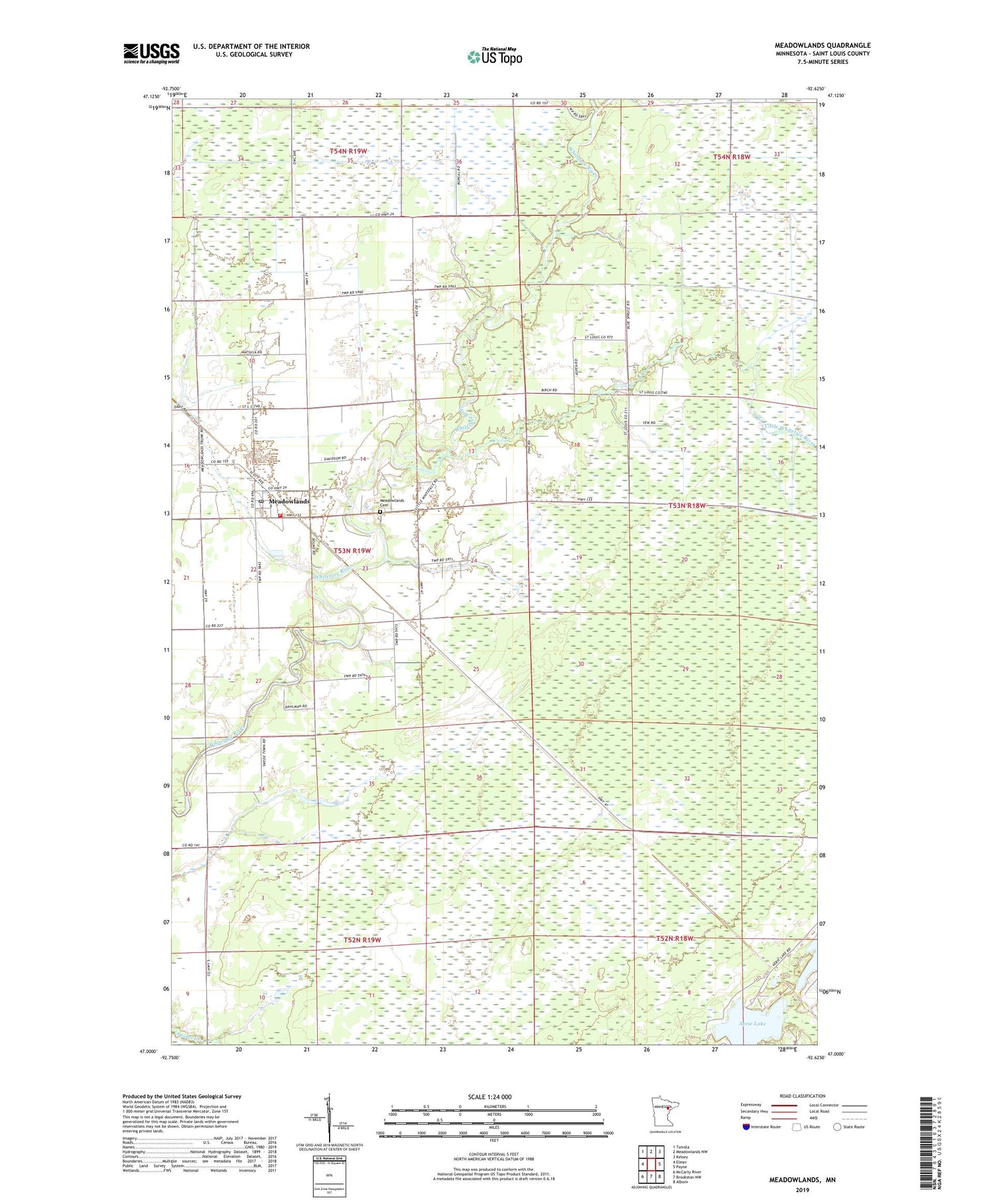 Meadowlands Minnesota US Topo Map Image
