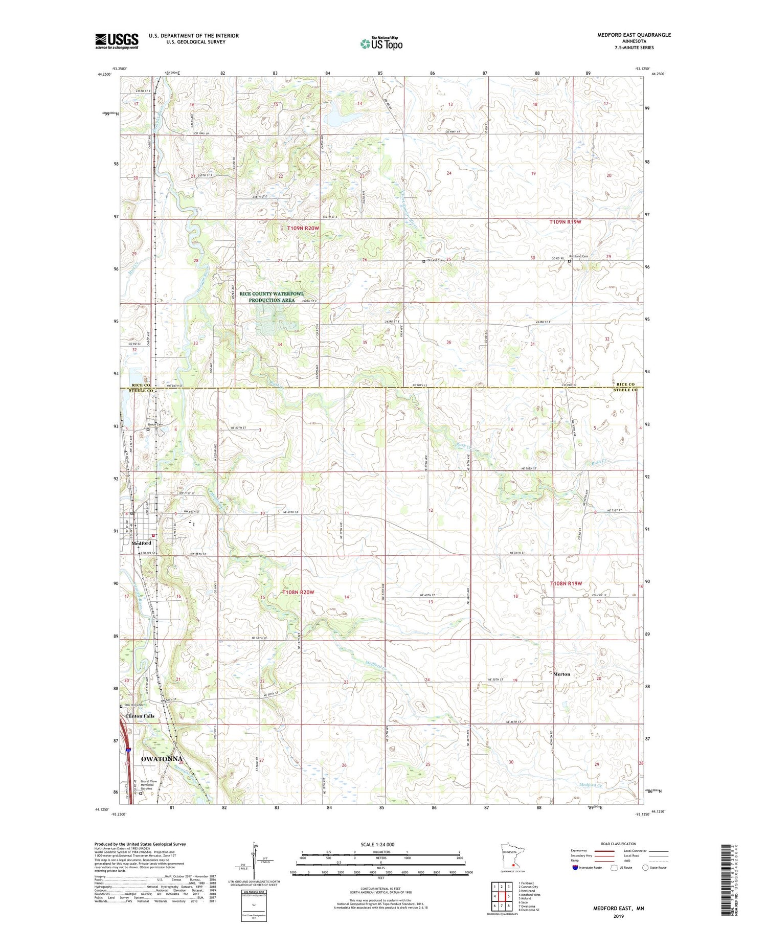 Medford East Minnesota US Topo Map Image