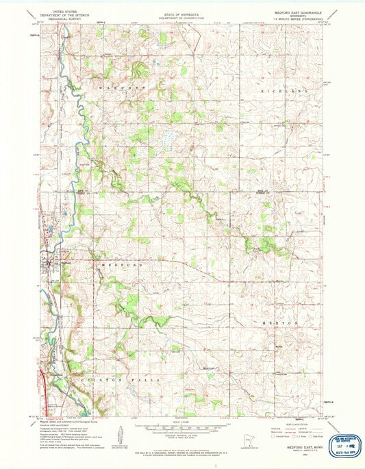 Classic USGS Medford East Minnesota 7.5'x7.5' Topo Map Image