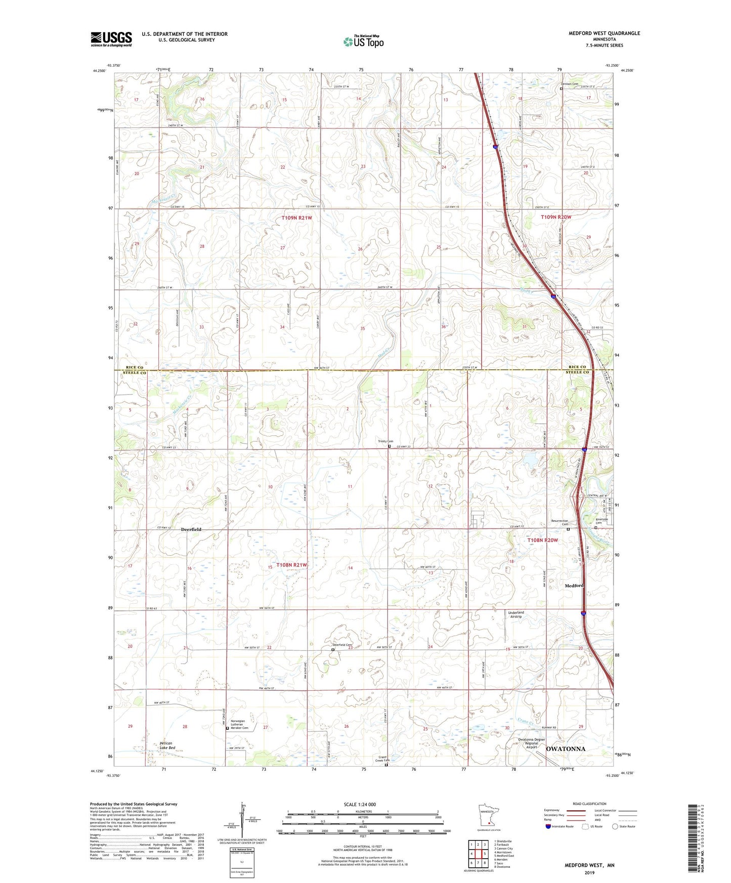 Medford West Minnesota US Topo Map Image
