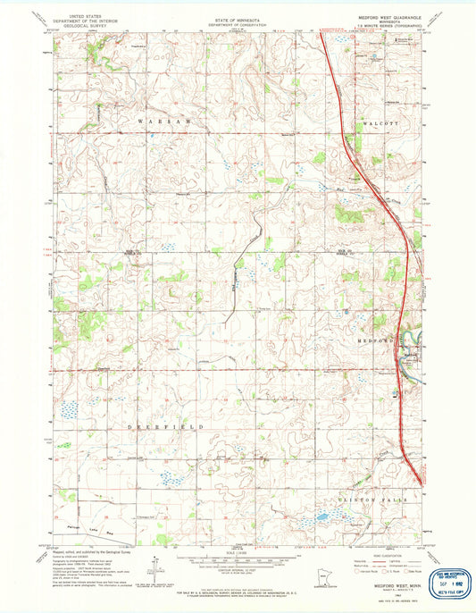 Classic USGS Medford West Minnesota 7.5'x7.5' Topo Map Image