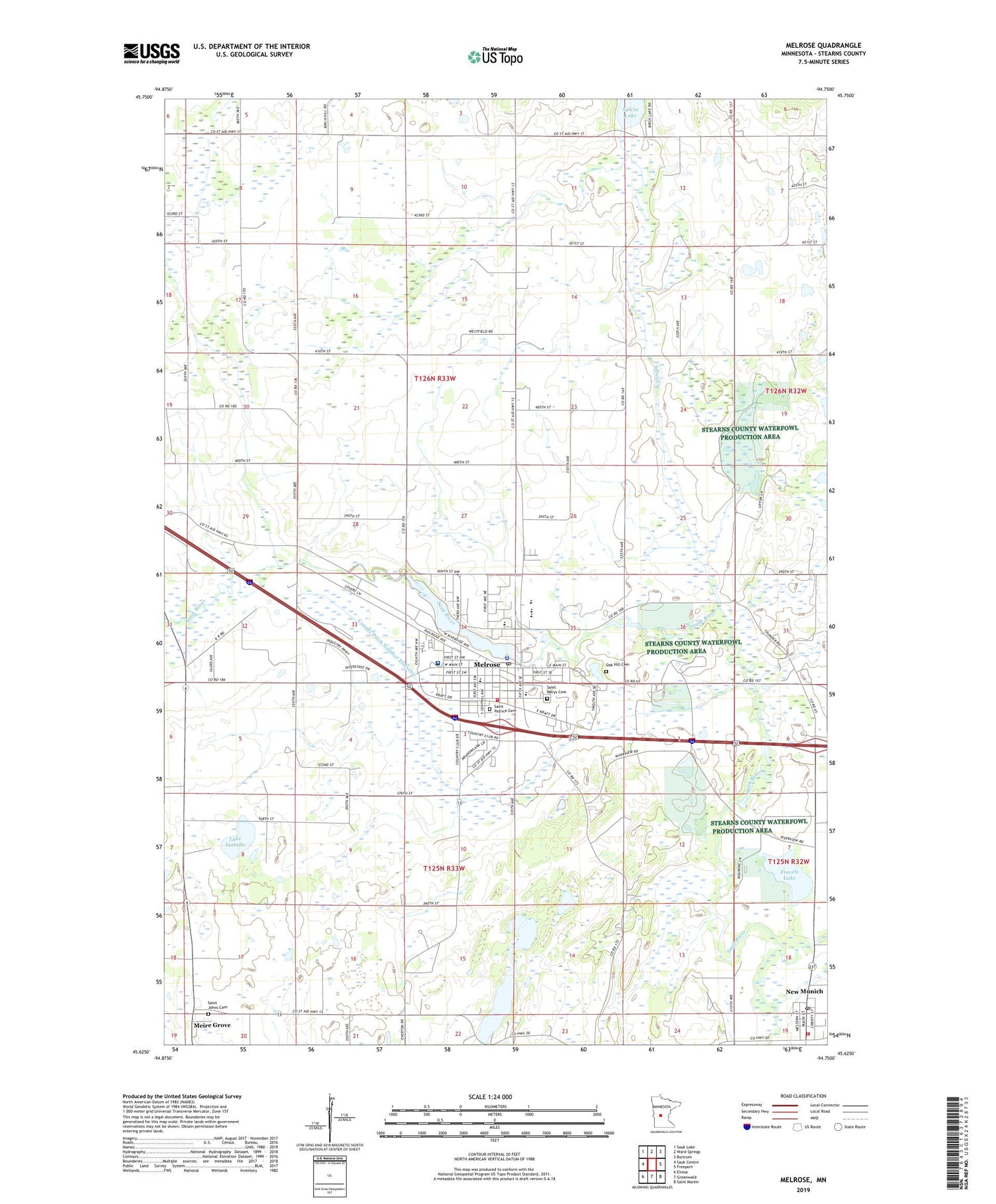 Melrose Minnesota US Topo Map Image