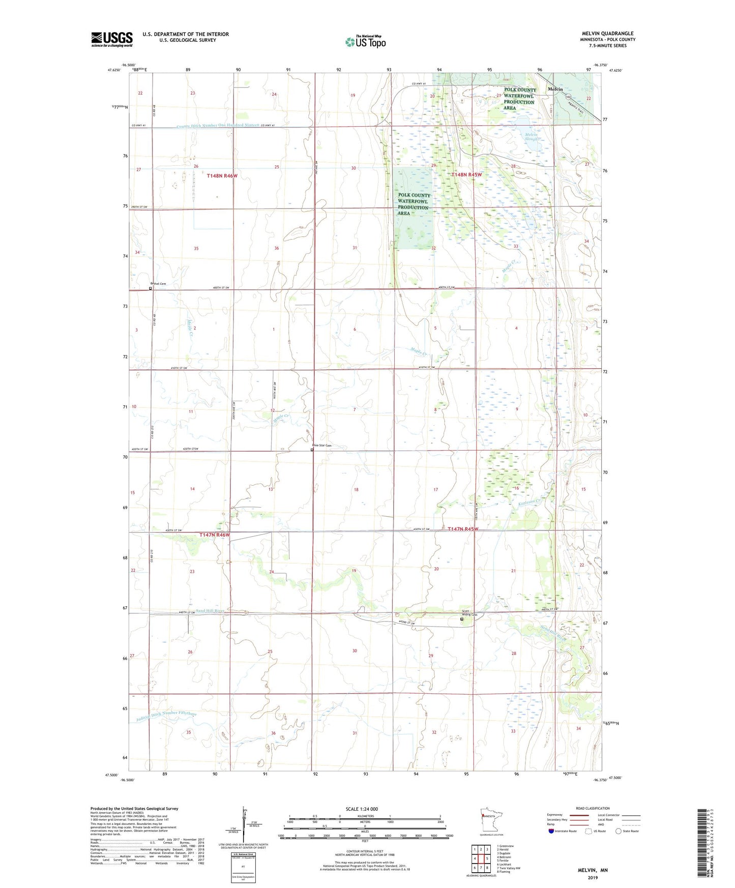 Melvin Minnesota US Topo Map Image