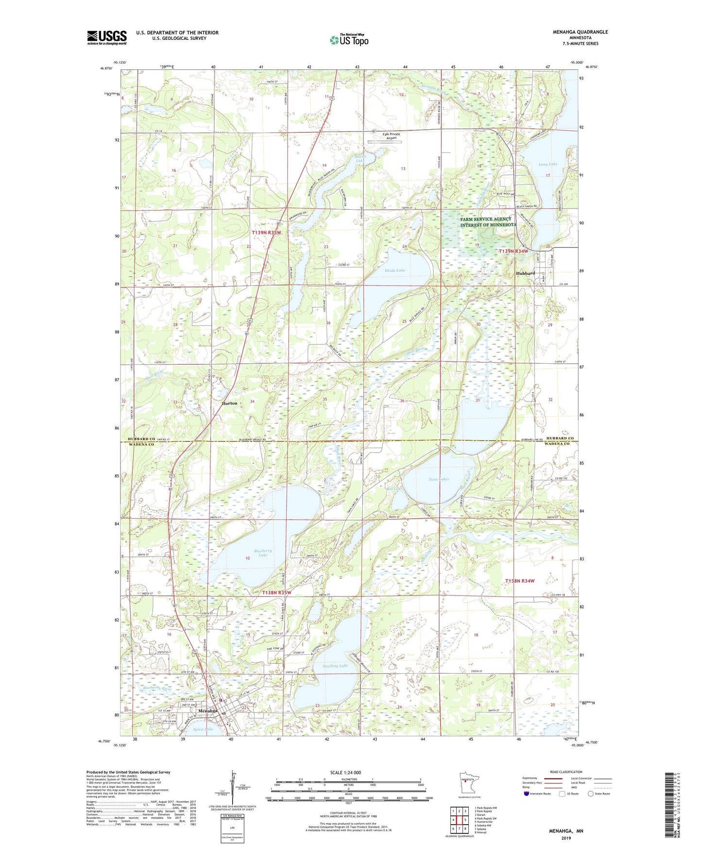 Menahga Minnesota US Topo Map Image
