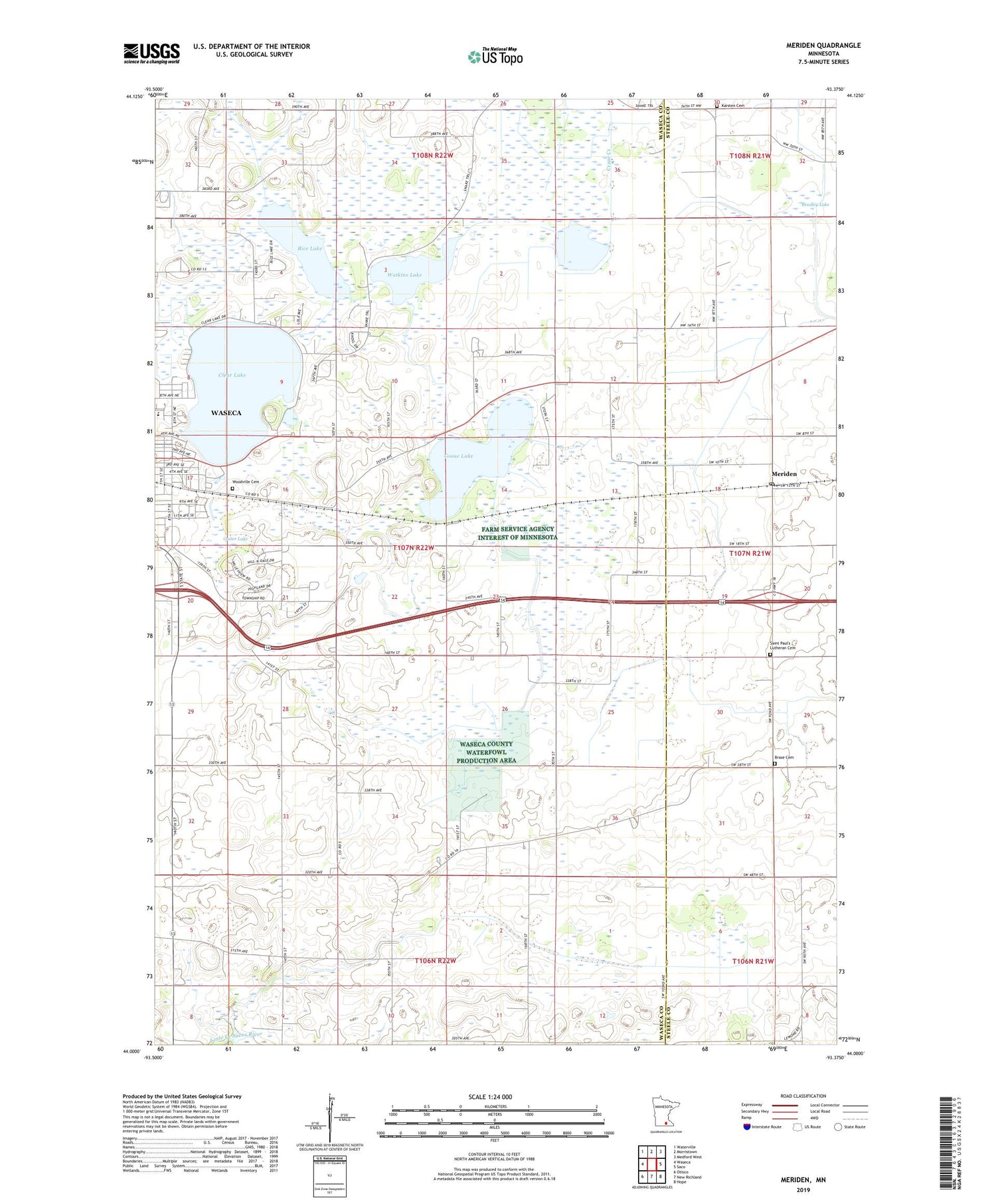 Meriden Minnesota US Topo Map Image