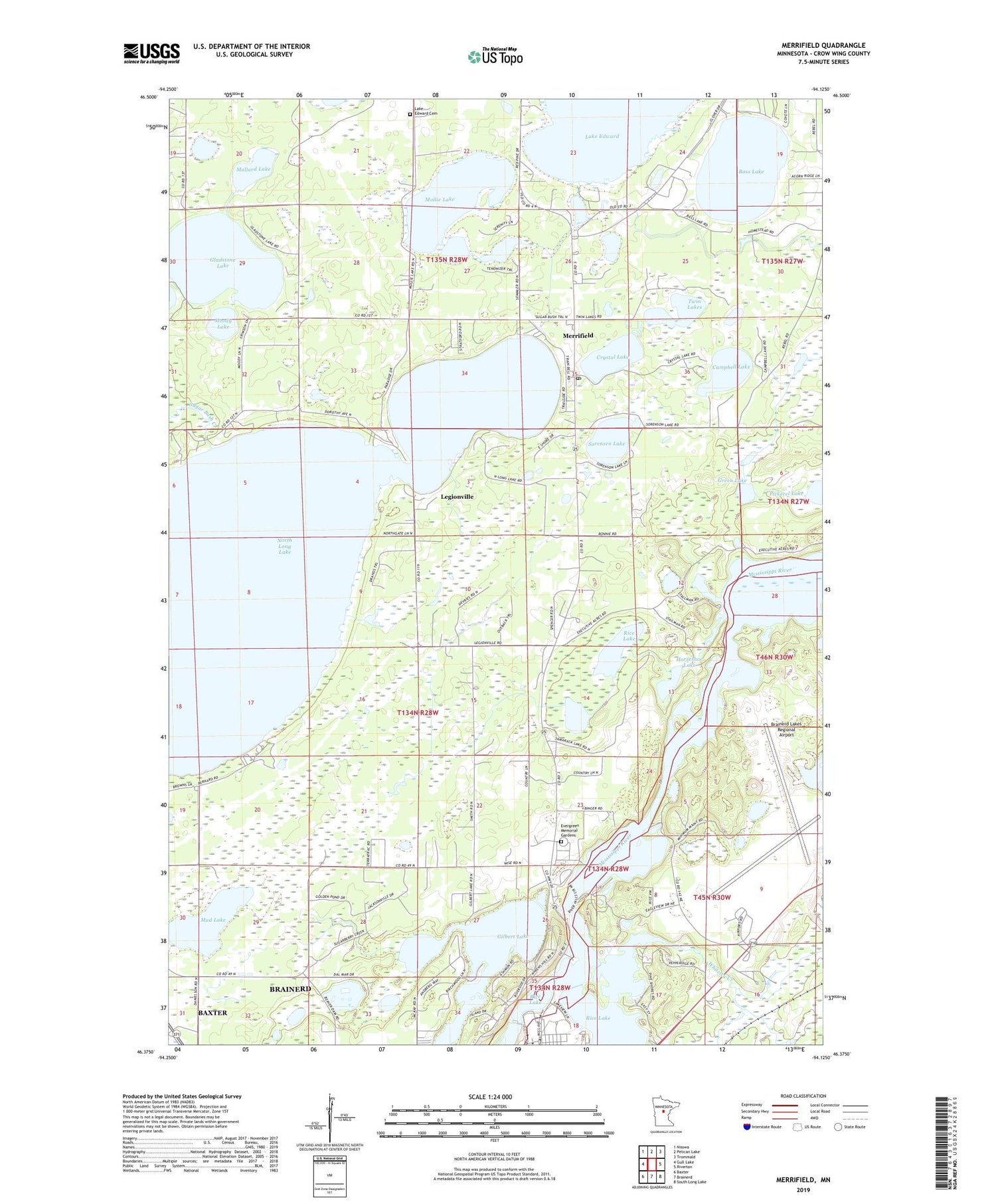Merrifield Minnesota US Topo Map Image