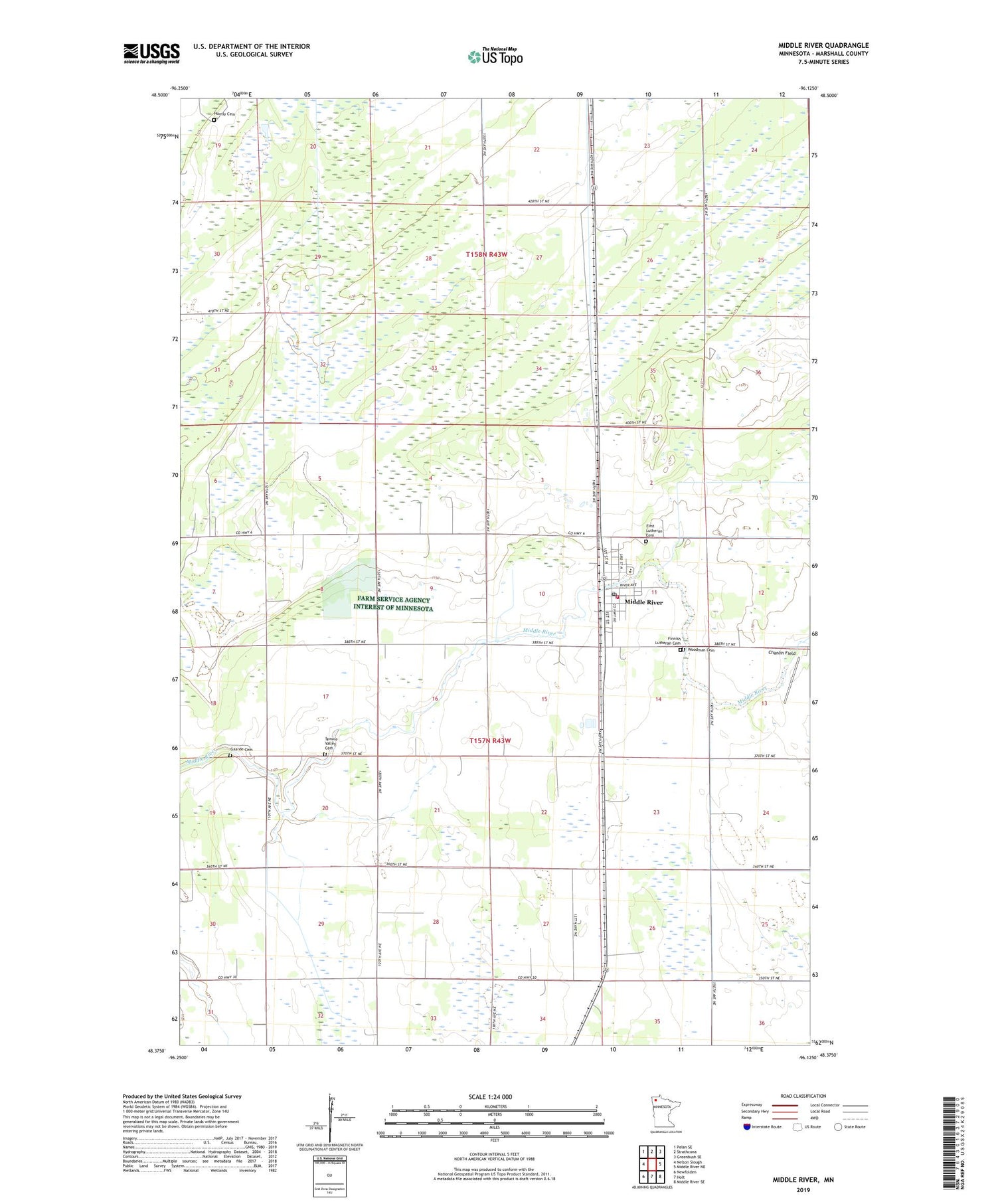 Middle River Minnesota US Topo Map Image