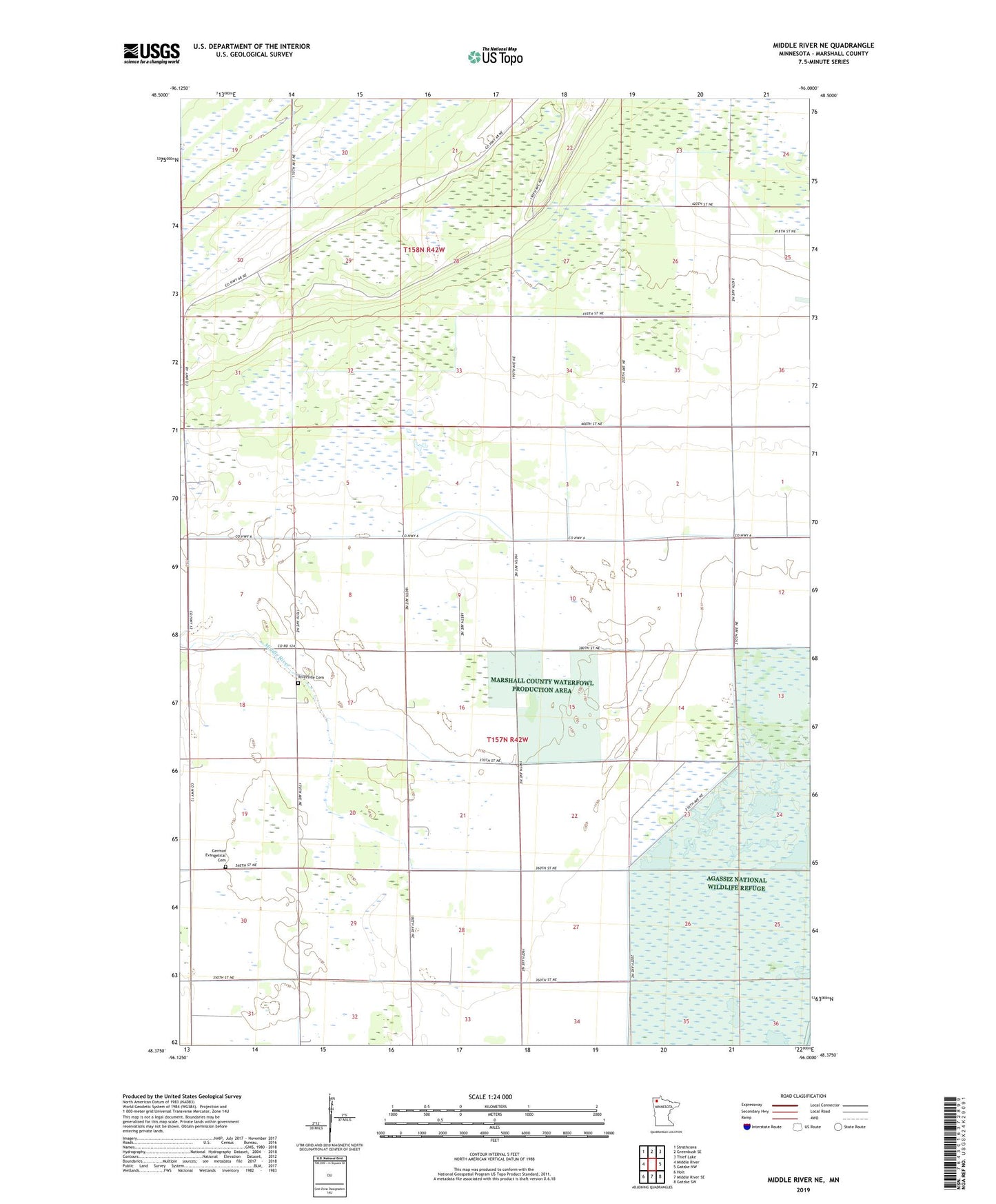 Middle River NE Minnesota US Topo Map Image