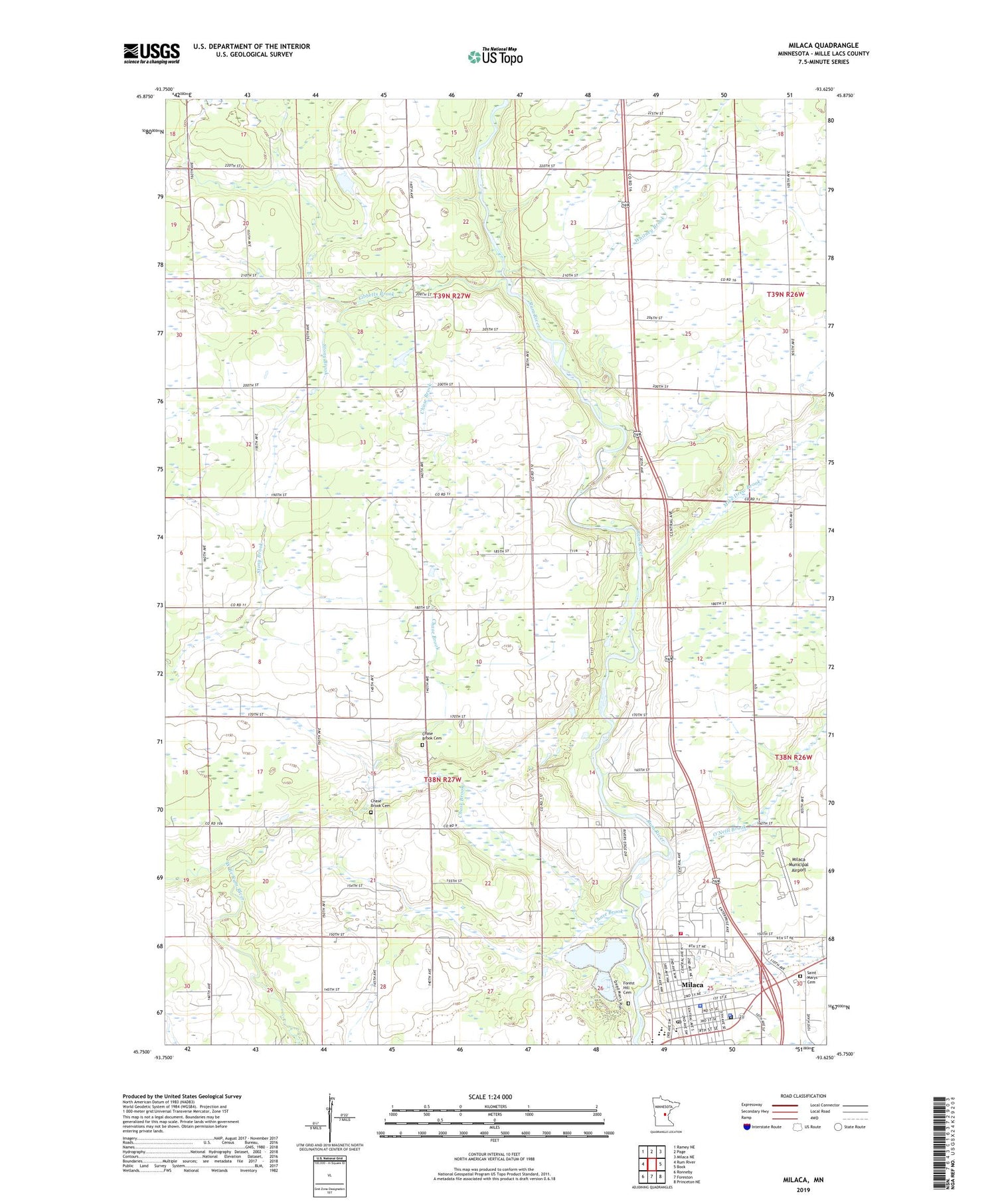 Milaca Minnesota US Topo Map Image