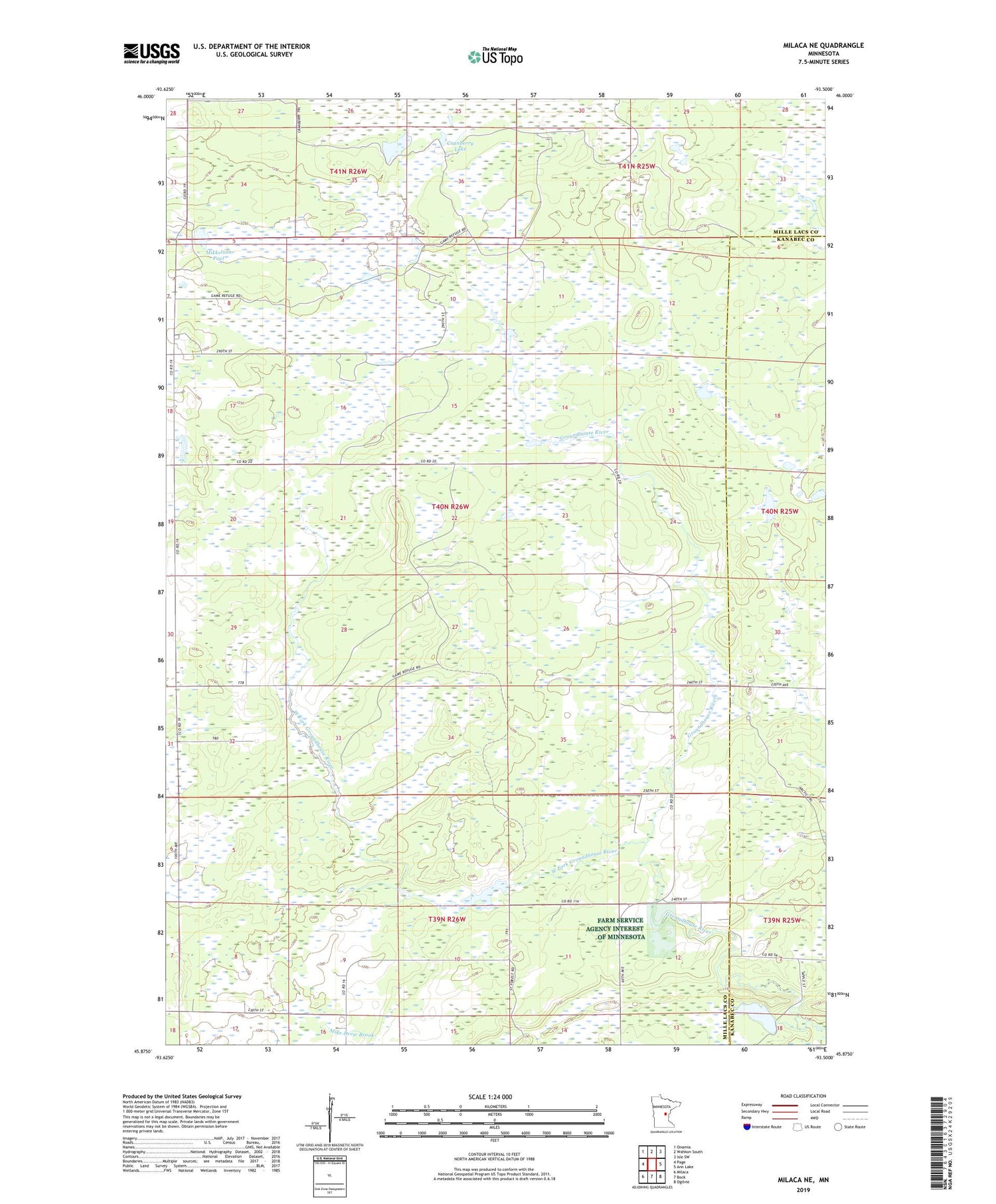 Milaca NE Minnesota US Topo Map Image