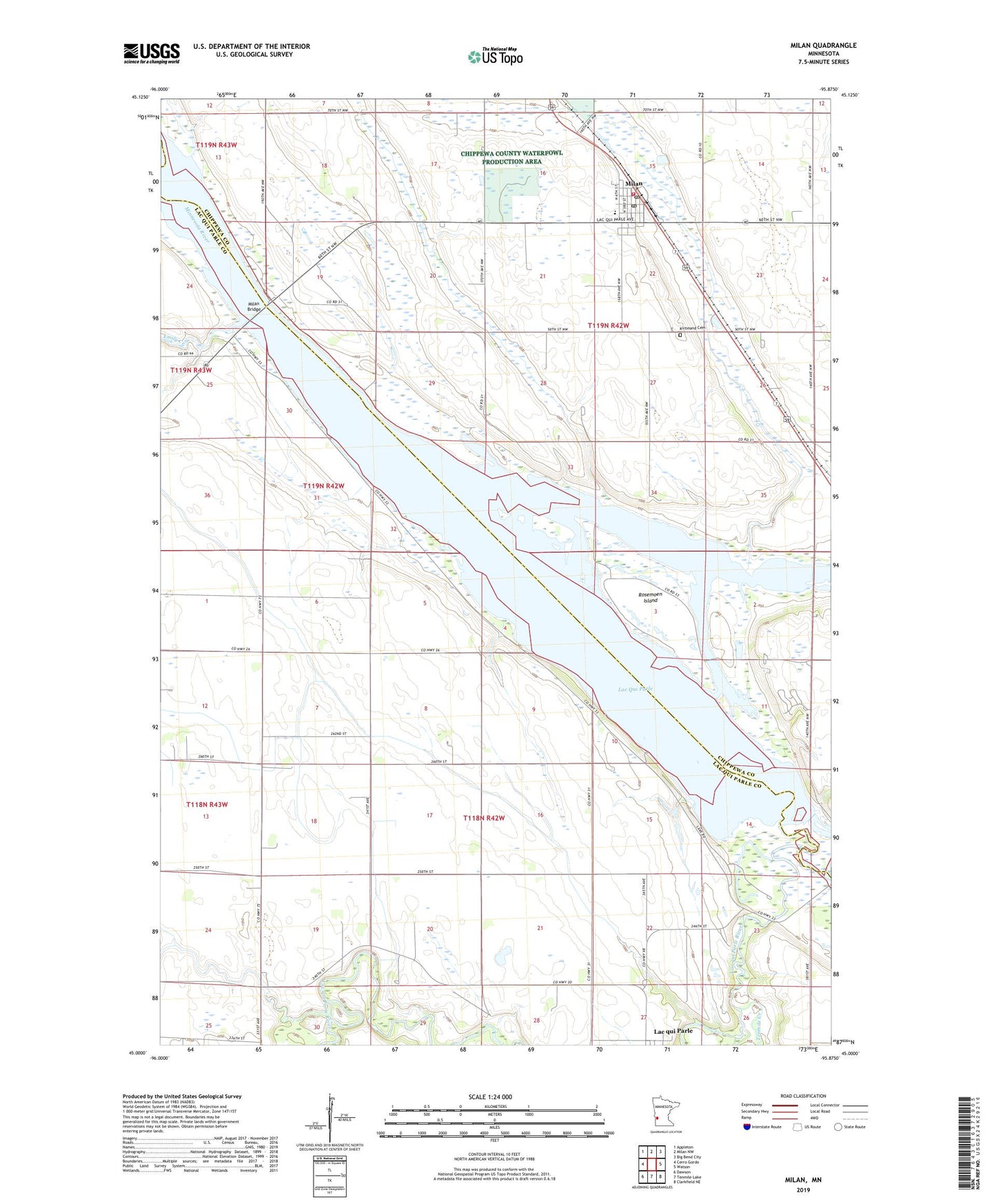 Milan Minnesota US Topo Map Image