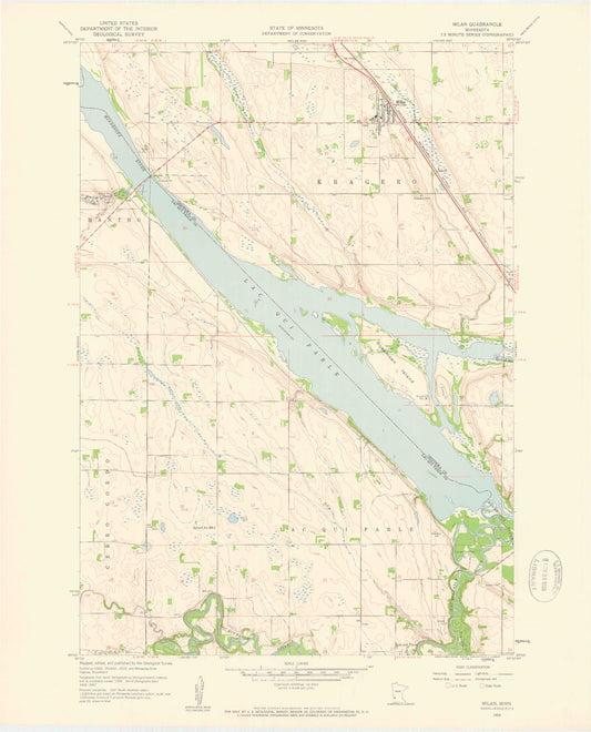 Classic USGS Milan Minnesota 7.5'x7.5' Topo Map Image