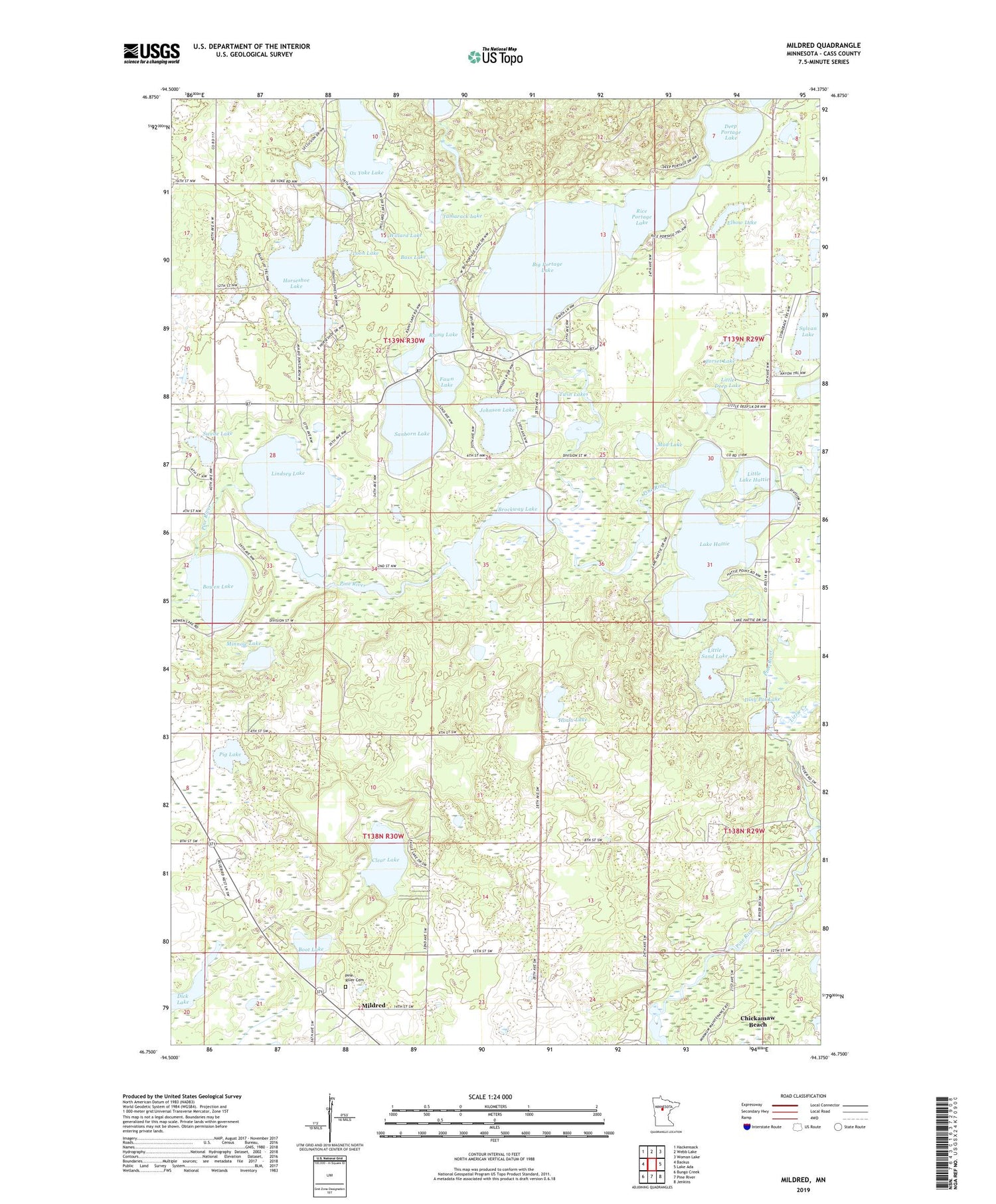 Mildred Minnesota US Topo Map Image