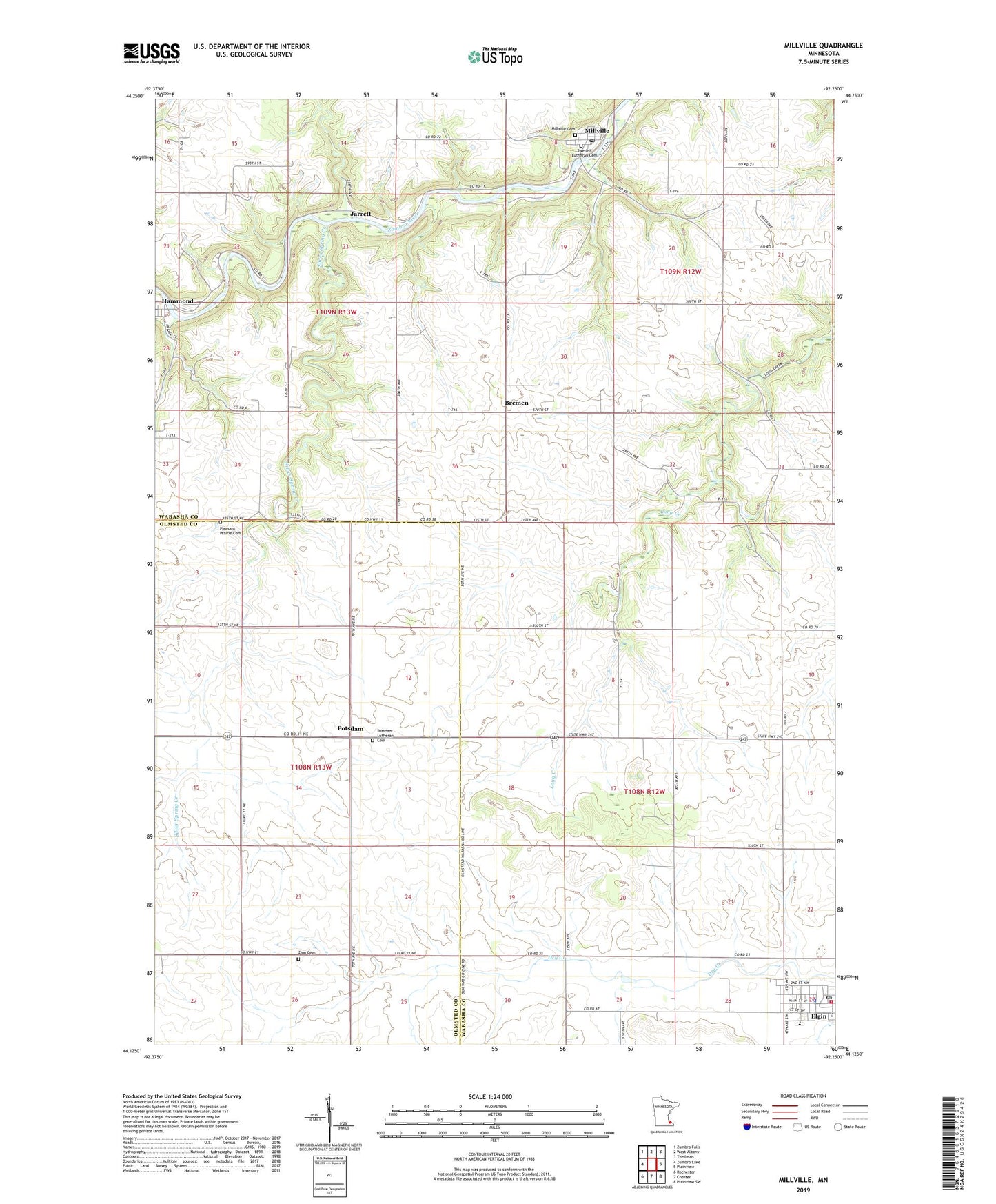 Millville Minnesota US Topo Map Image