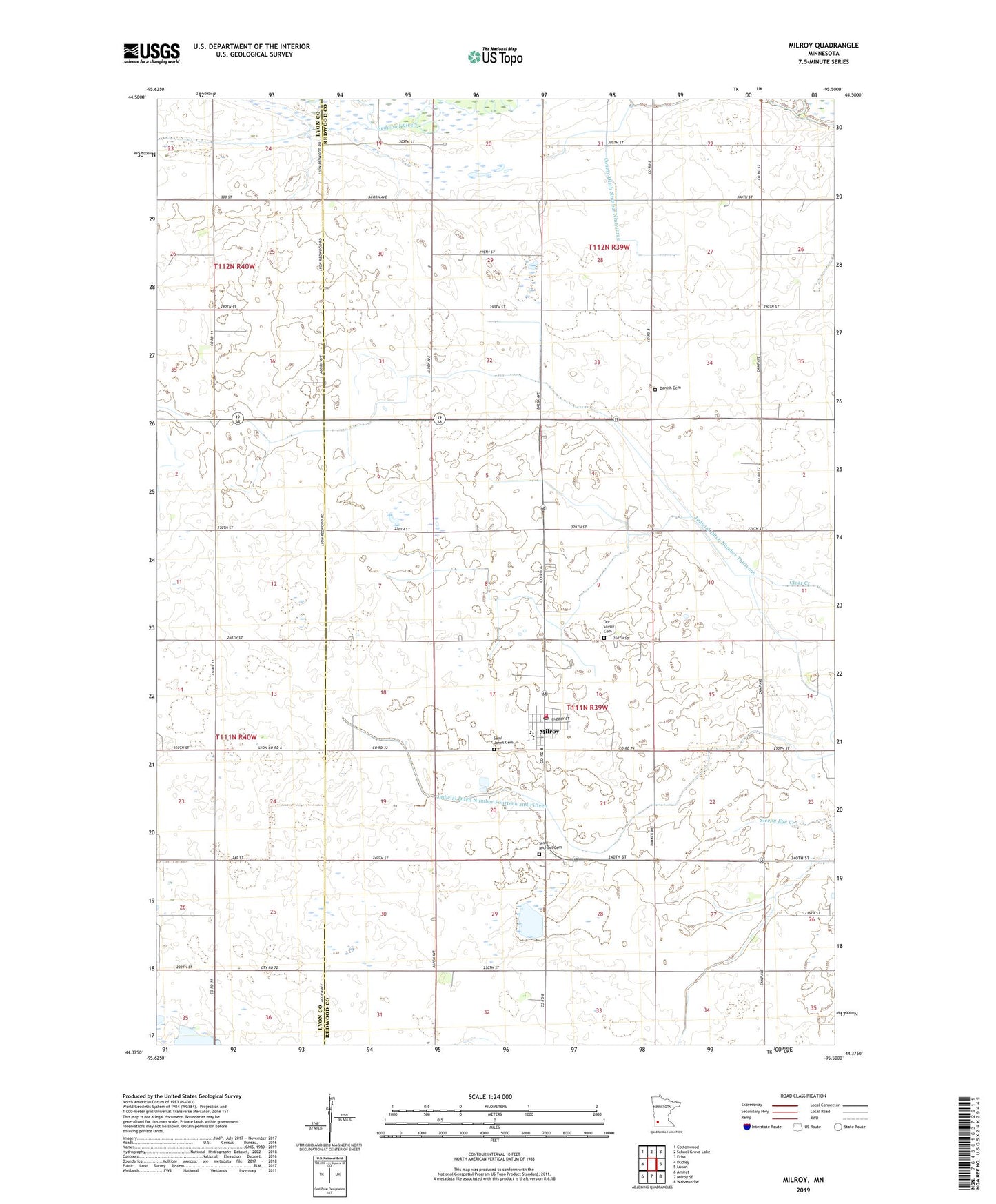 Milroy Minnesota US Topo Map Image