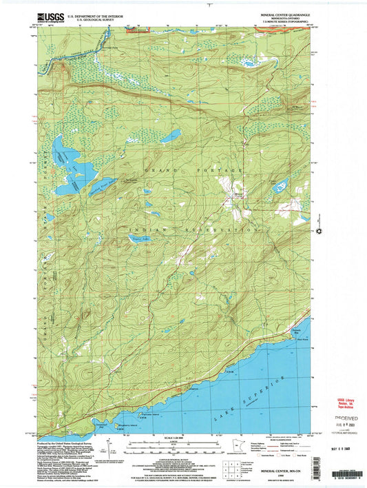 Classic USGS Mineral Center Minnesota 7.5'x7.5' Topo Map Image