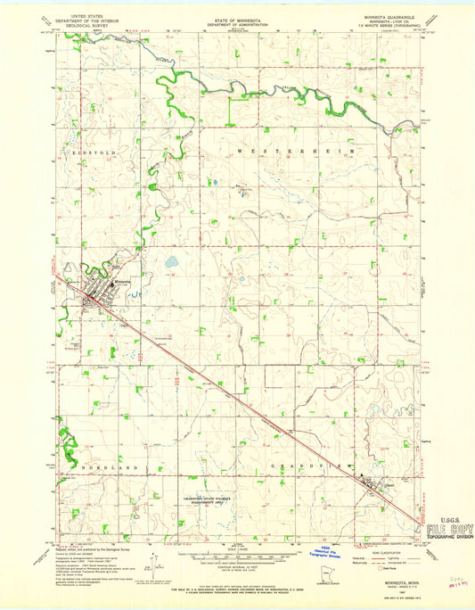 Classic USGS Minneota Minnesota 7.5'x7.5' Topo Map Image