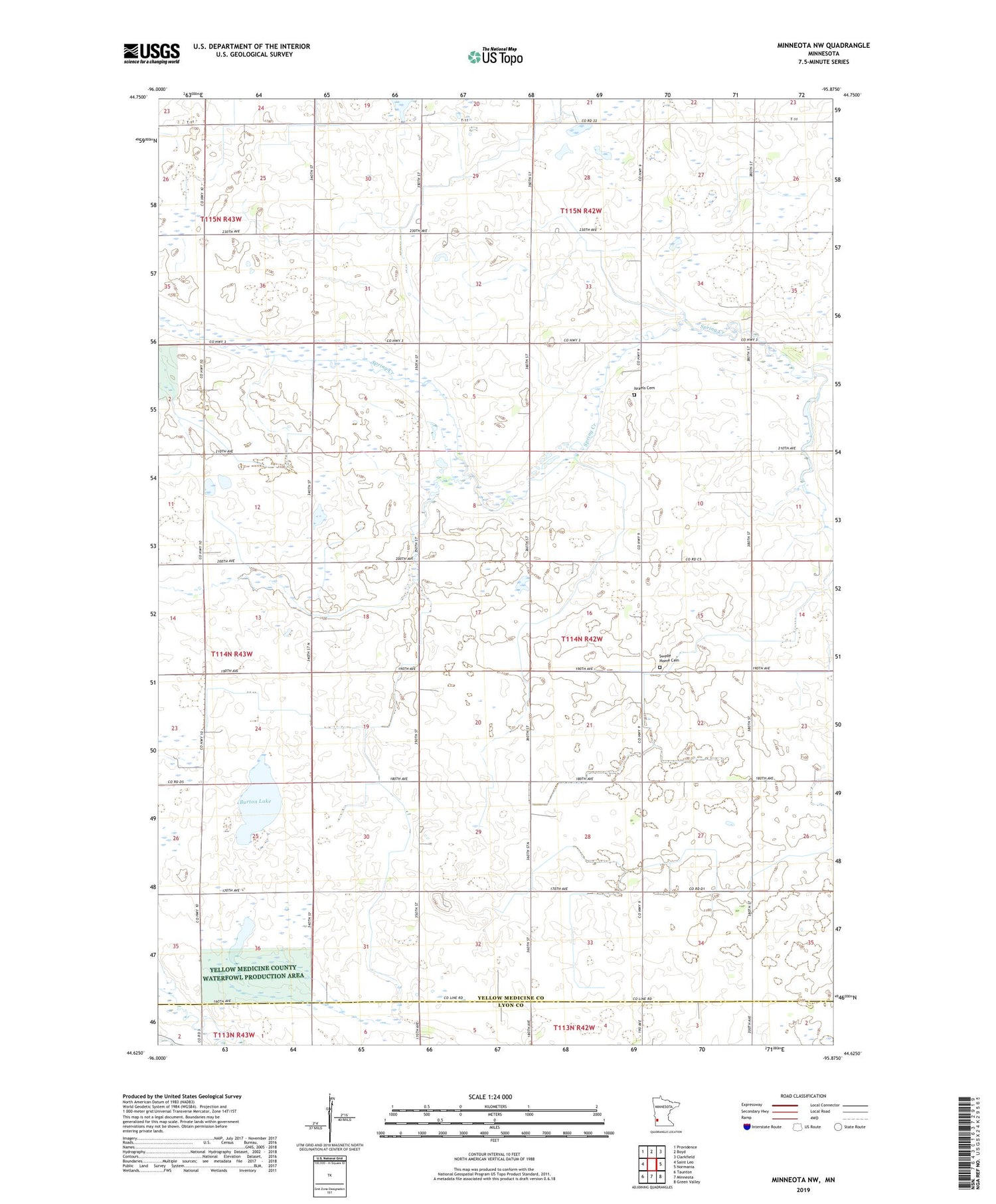 Minneota NW Minnesota US Topo Map Image