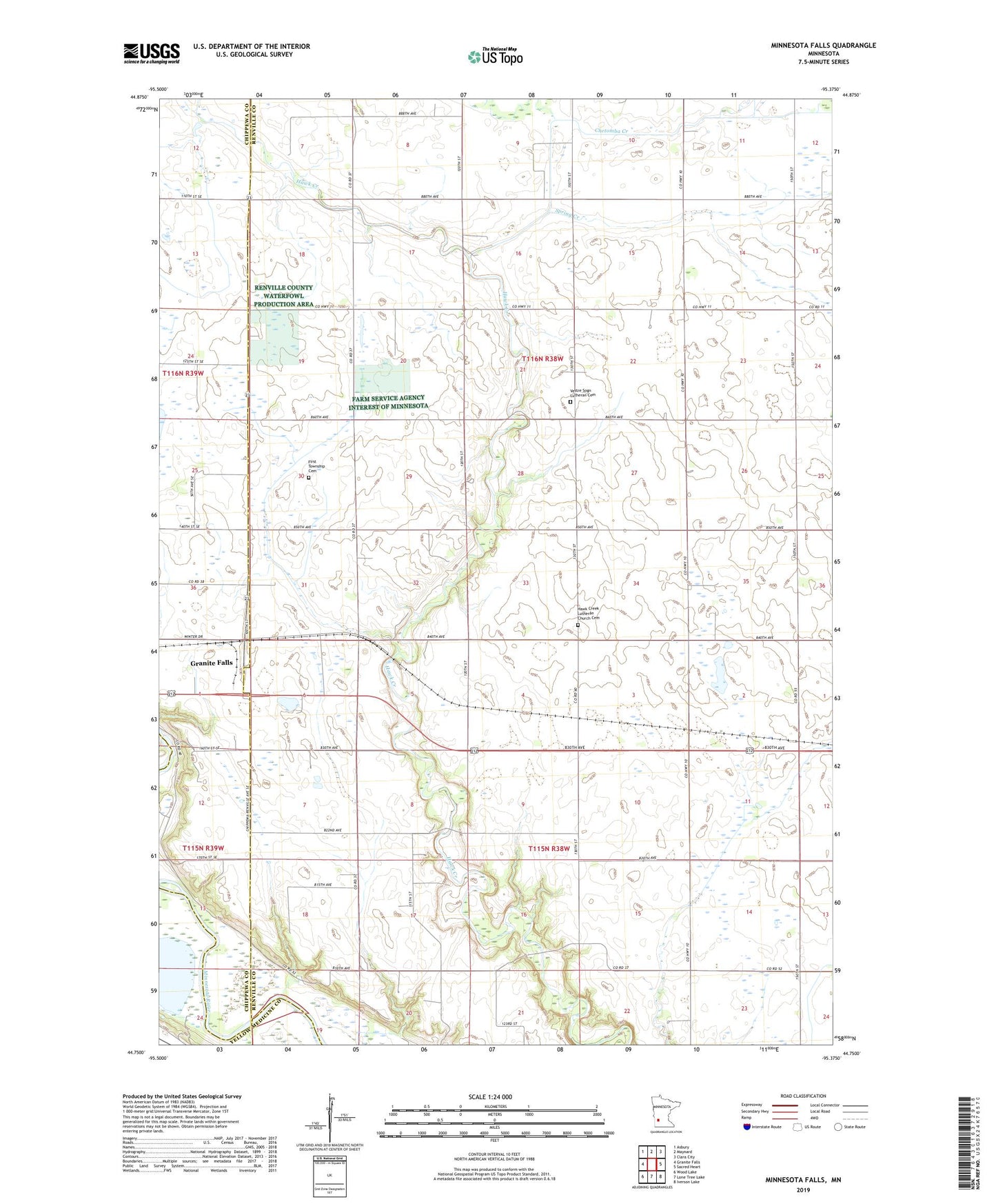 Minnesota Falls Minnesota US Topo Map Image